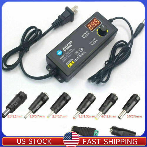 Adjustable Voltage Power Supply 3-24V w/ LCD Display AC / DC Switch Adapter US