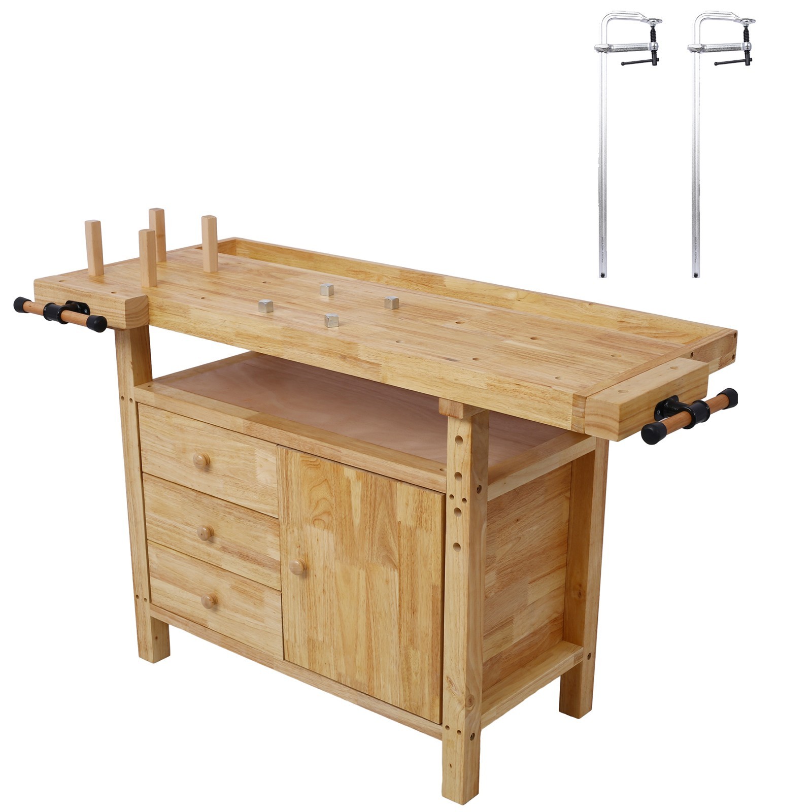 Wood Workbench with 24" Bar Clamps, 2-Pack for Garage & Home