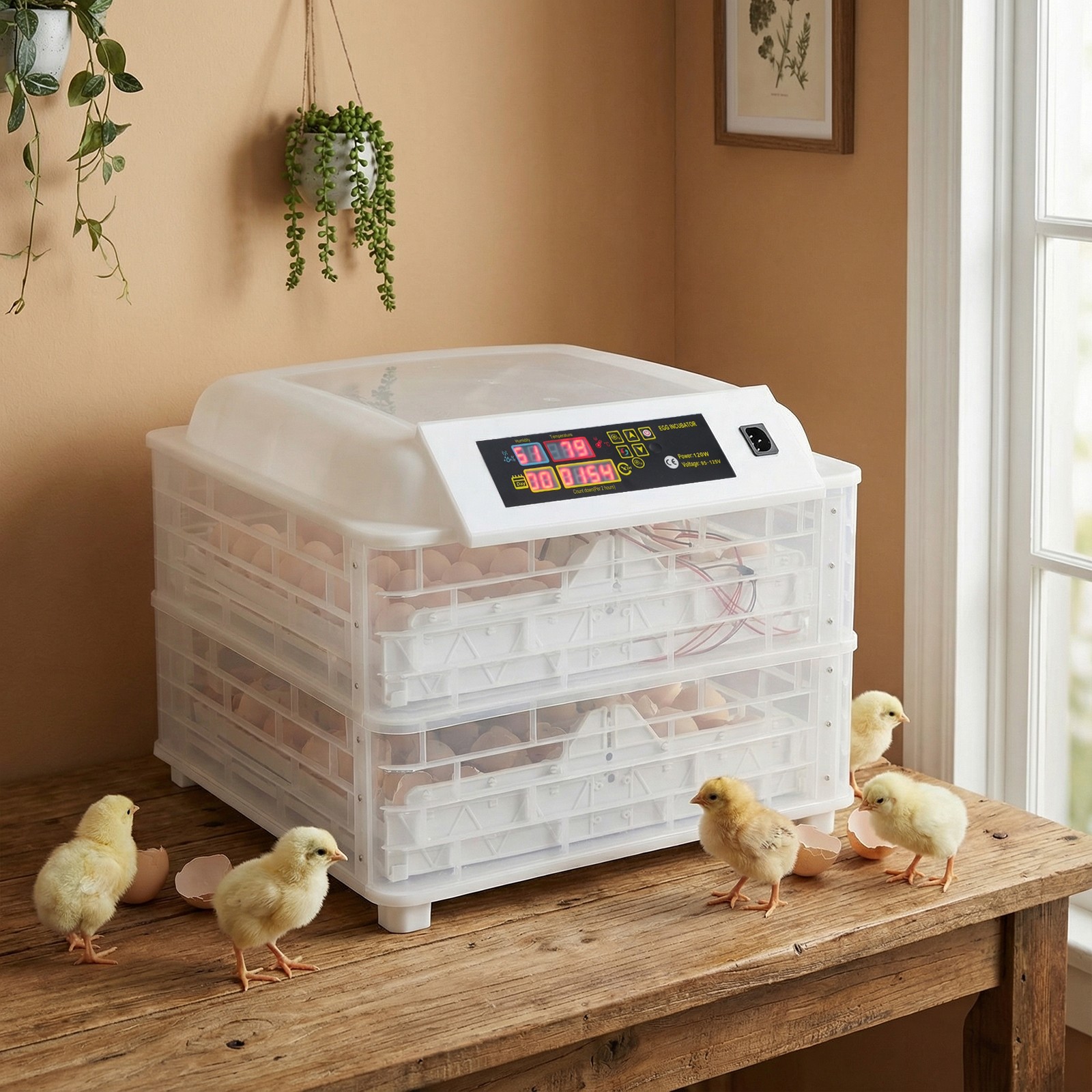 96 Eggs Incubator Digital Clear Poultry Hatching Machine Automatic Egg Turning