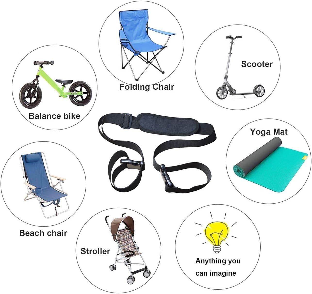 (2 Pack) Adjustable Beach Chair Carry Strap, Folding Chair Shoulder Strap for...