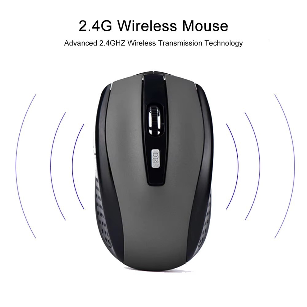 Wireless Mouse with USB Receiver + 2 Ergonomic Mouse Pads 3-in-1 For PC & Laptop