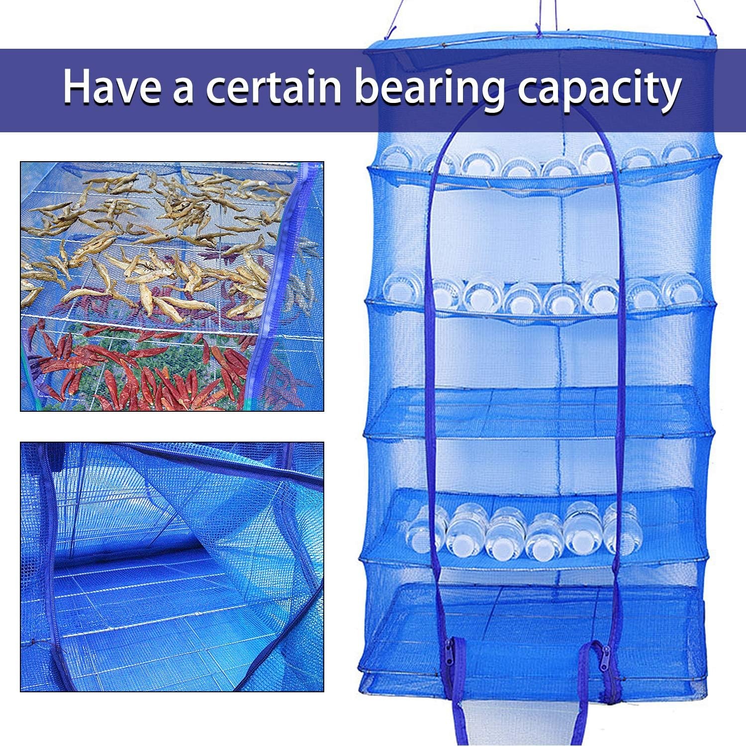Hanging Drying Net Foldable Drying Rack Net Dryer 19.7"x19.7"x37.4" 6 Layer
