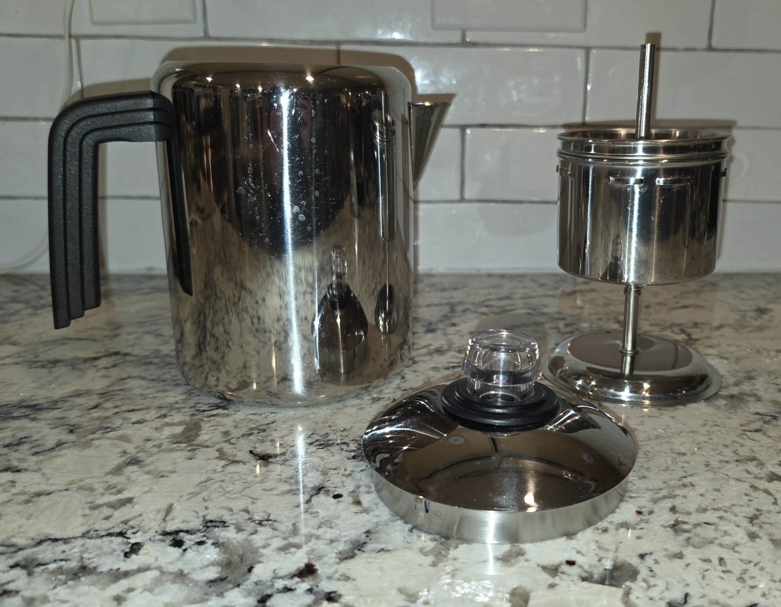 Vintage Farberware L7680 Stovetop Percolator 4-8 Cup Stainless Steel - Excellent