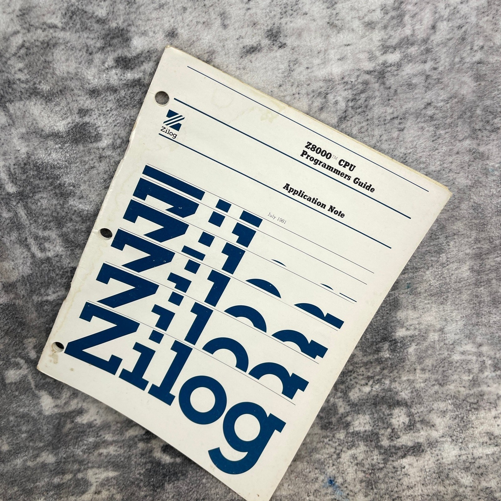 Zilog Z8000 CPU Programmer's Guide Application Note July 1981 Manual