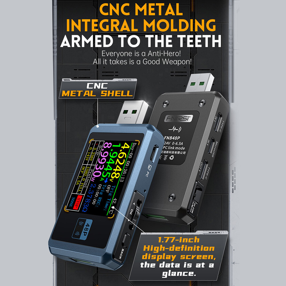 FNB48P Bluetooth USB Tester Voltmeter Ammeter Type-C Charge Detection Trigger US