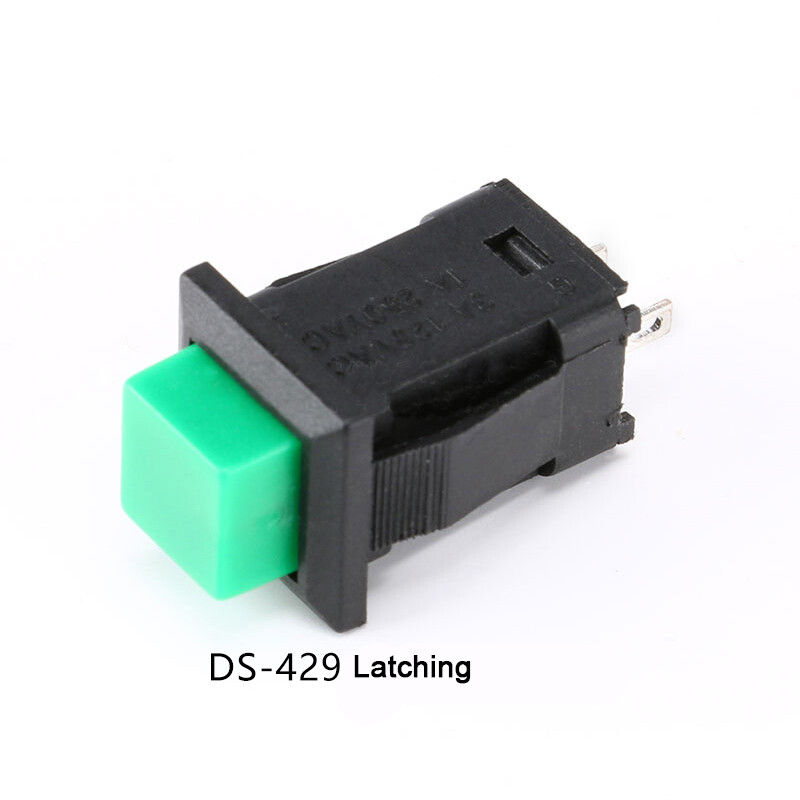 DS-429 Square Push Button Switch Latching Momentary On/Off SPST 2 Pin Red Green