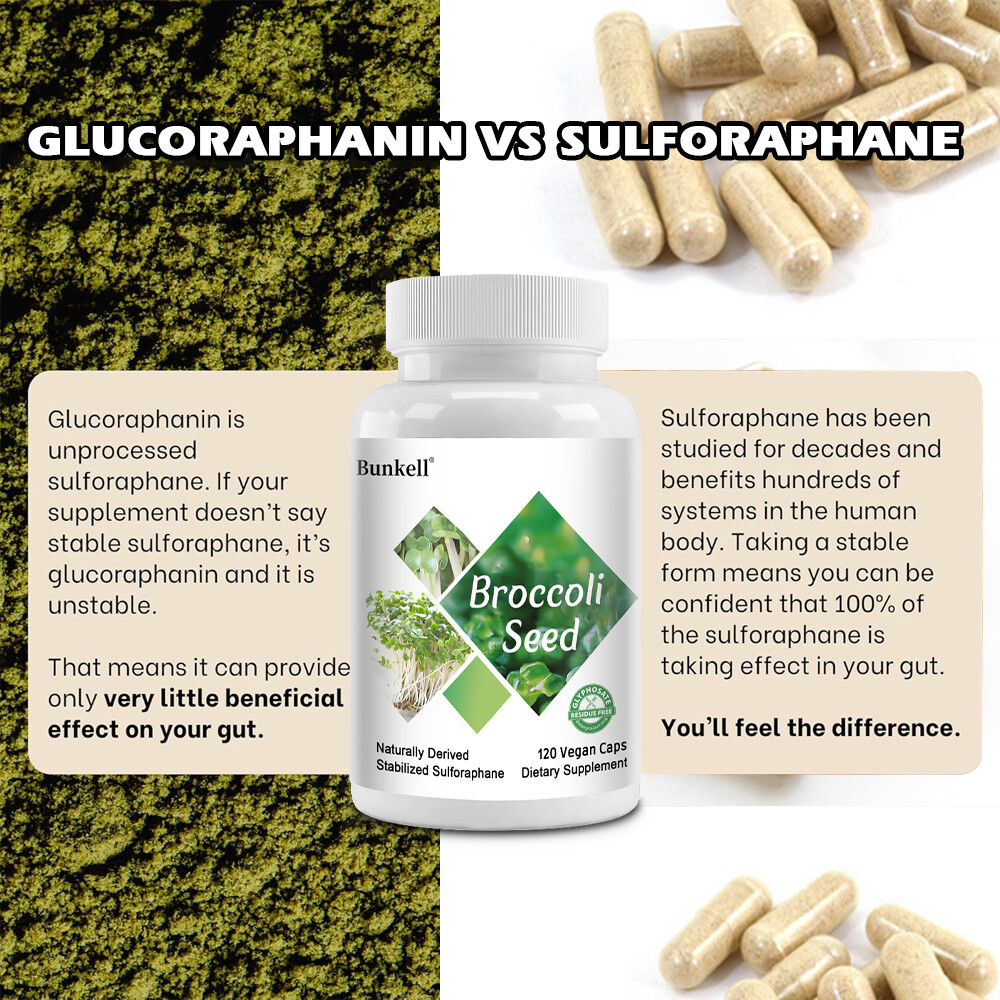 Sulforaphane Supplement - Broccoli Seed Extract 650mg Veg Caps