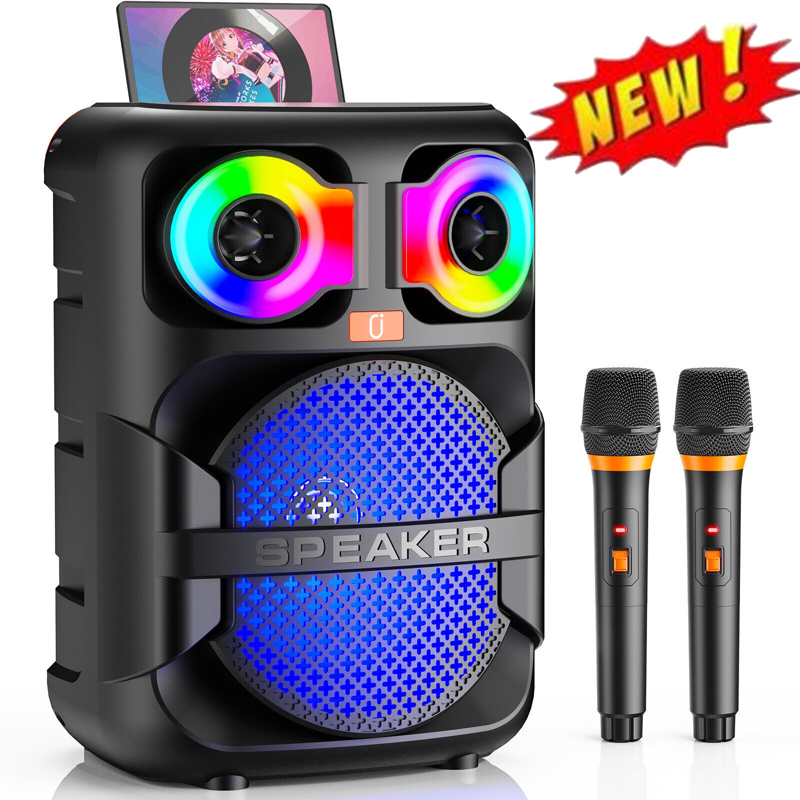 JYX Karaoke Machine+2 Wireless Microphone Speaker with Party Disco For kid/Adult