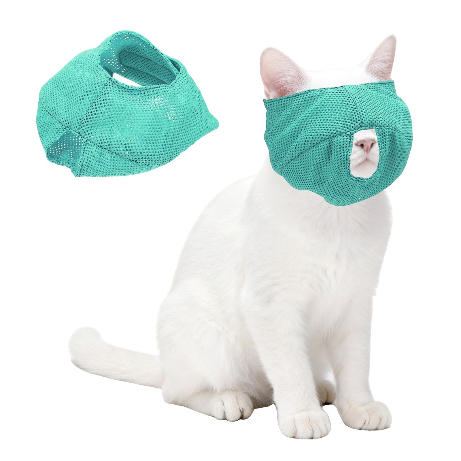 Cat Muzzle Breathable Mesh Muzzle Circumference 7-9 Inches Dark Blue