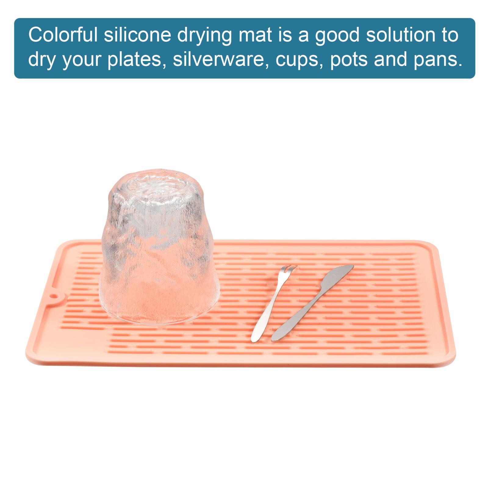 Silicone Dish Drying Mat Kitchen Dish Drying Pad Counter Top Mat-Pink