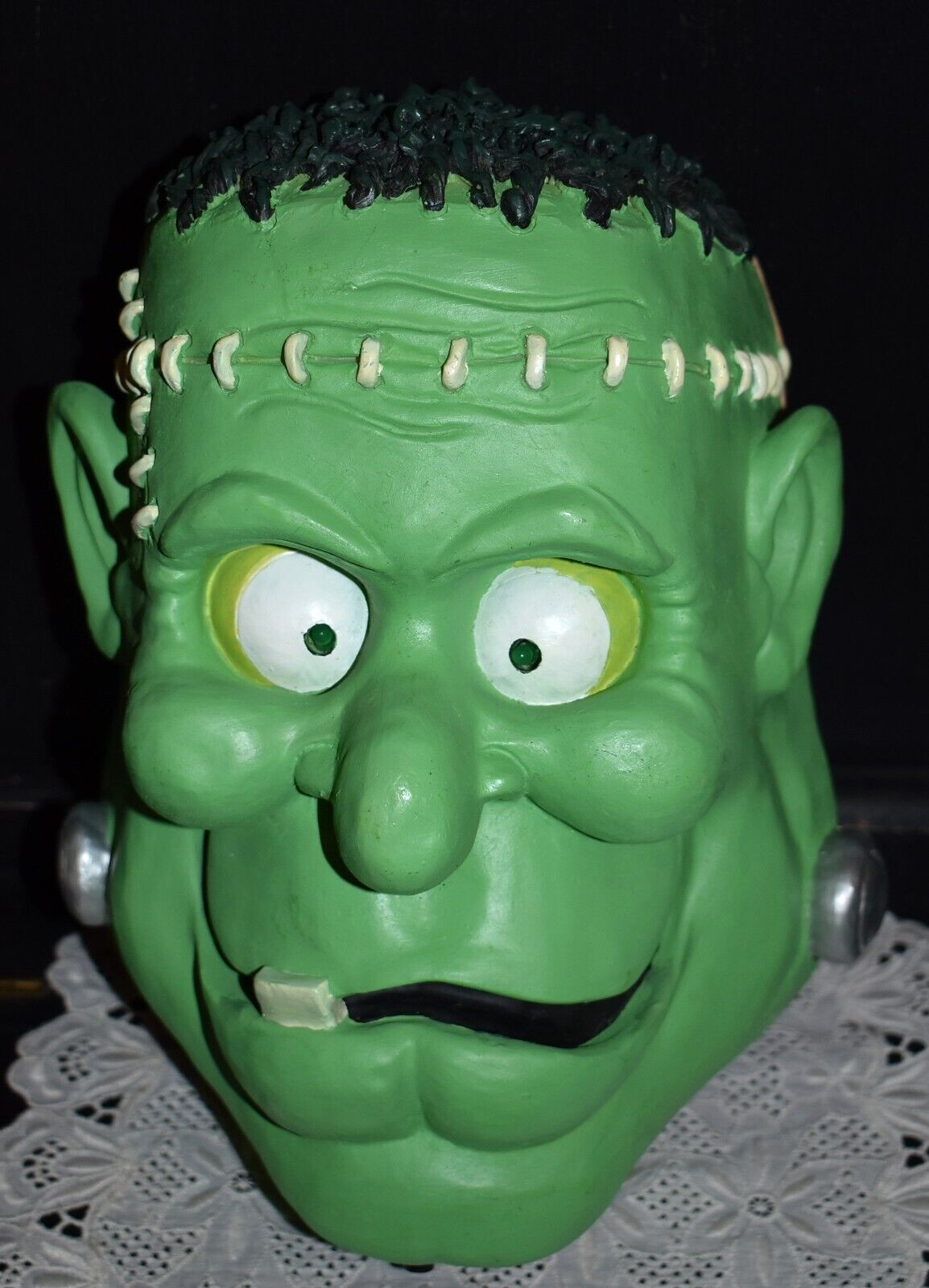 Vintage RARE Frankenstein Head Halloween Prop Wang's Int. Laughs Eyes Light Up
