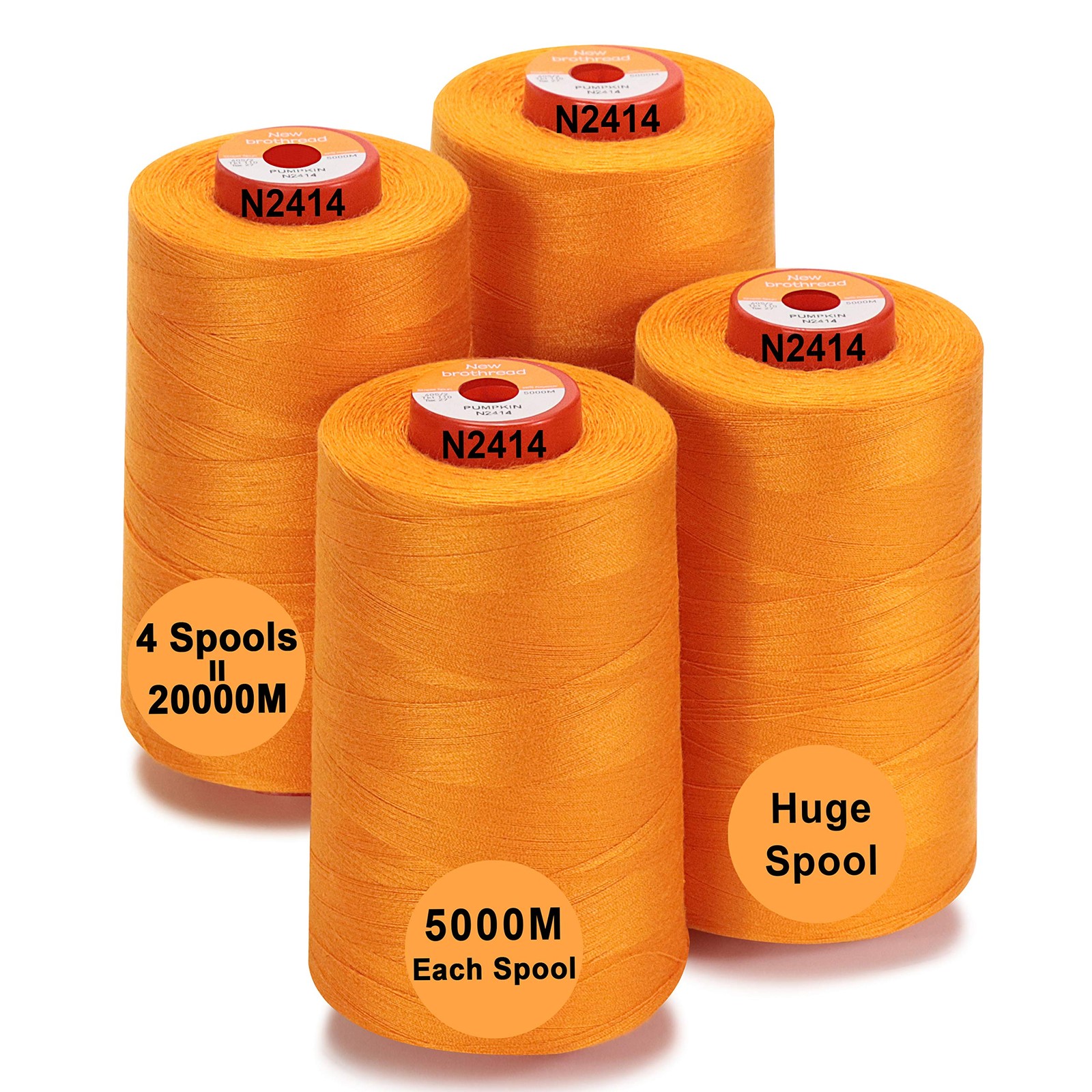 Brothread 4 Large Cones Polyester Thread 5500Y All Purpose Sewing Thread 30 Colo
