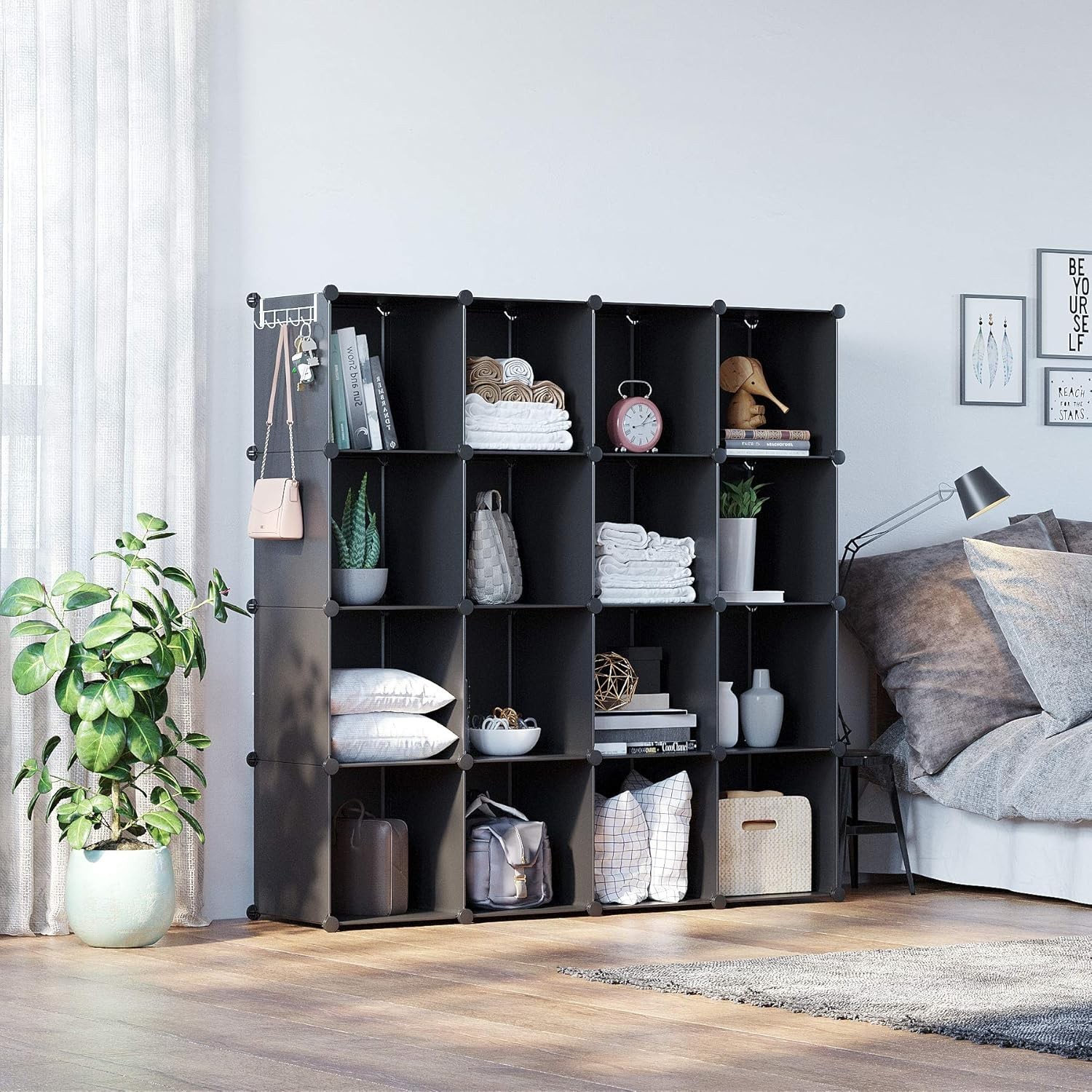 Cube Storage Organizer 16-Cube Shelves Units Plastic Storage Cubes DIY Closet