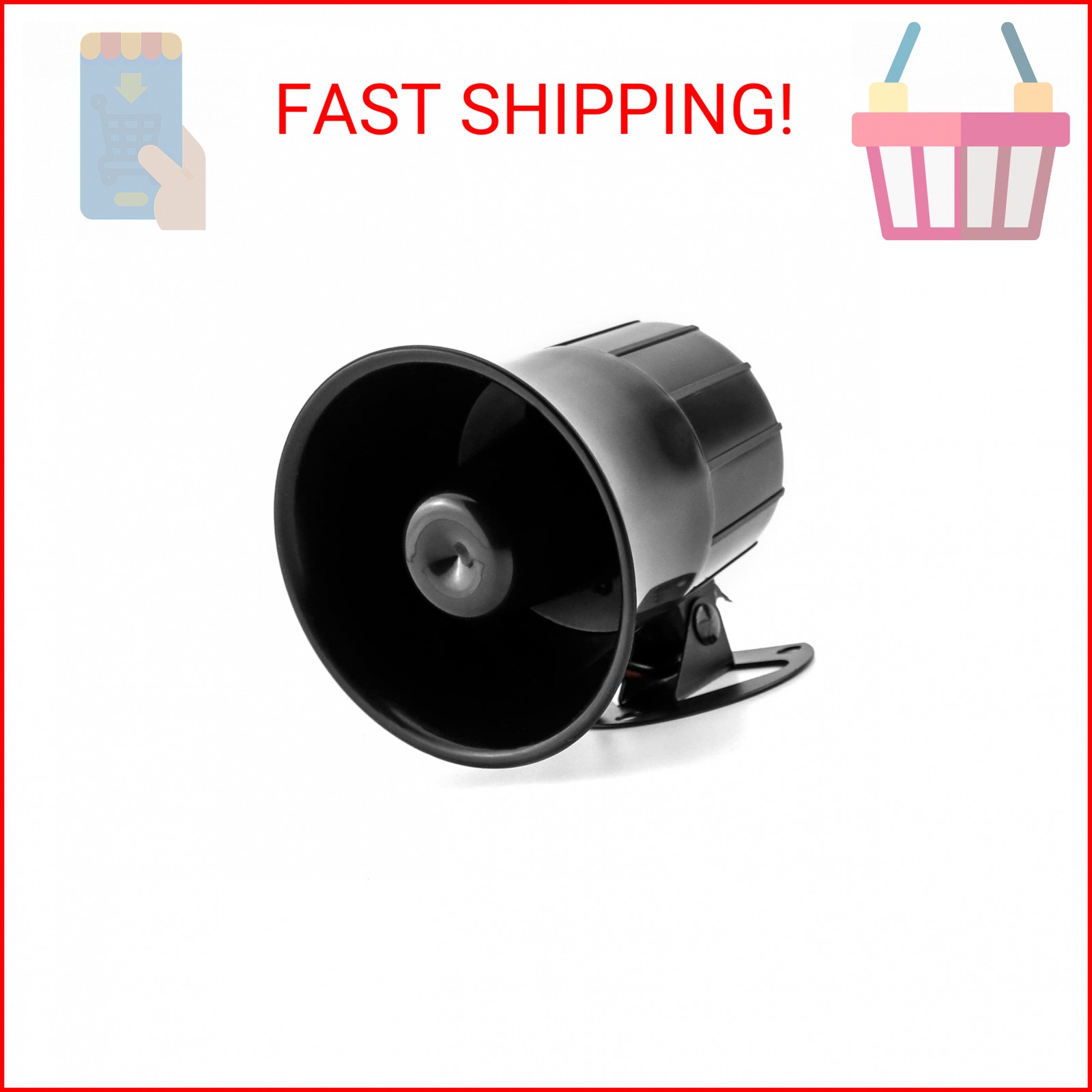 QWORK Electric Siren Horn, DC 12V Security Loud Wired Alarm Siren for Home Alarm