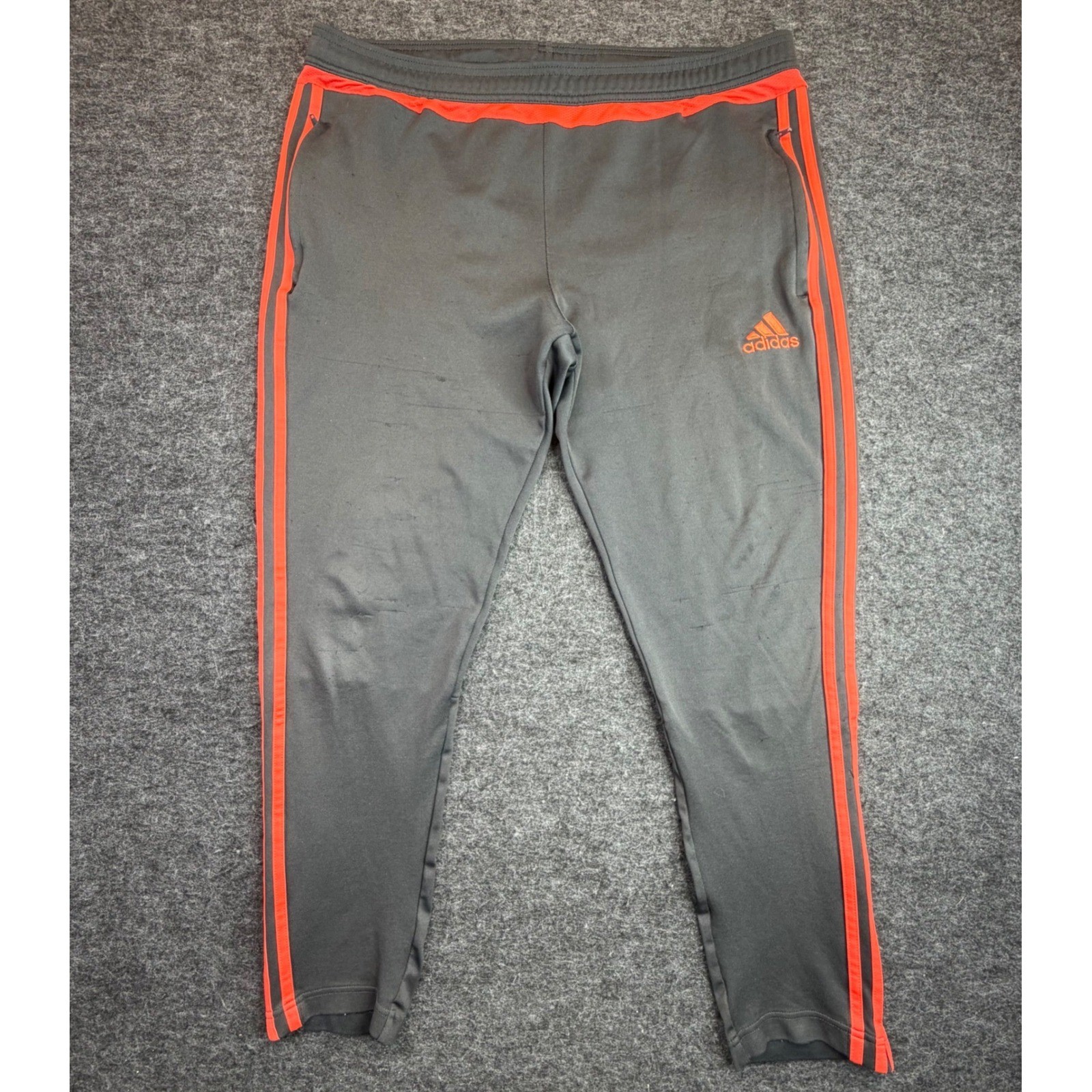 Adidas Track Pants Mens XL Gray Red Climacool Tapered Leg Athletic Joggers READ