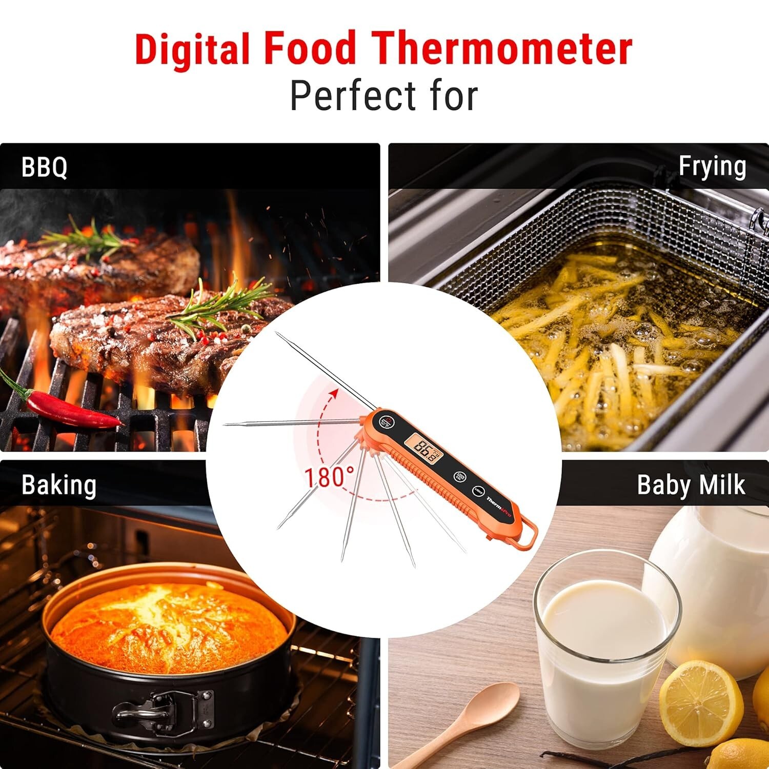 Premium Digital Kitchen Thermometer - Instant Read, Lock & Calibration Features