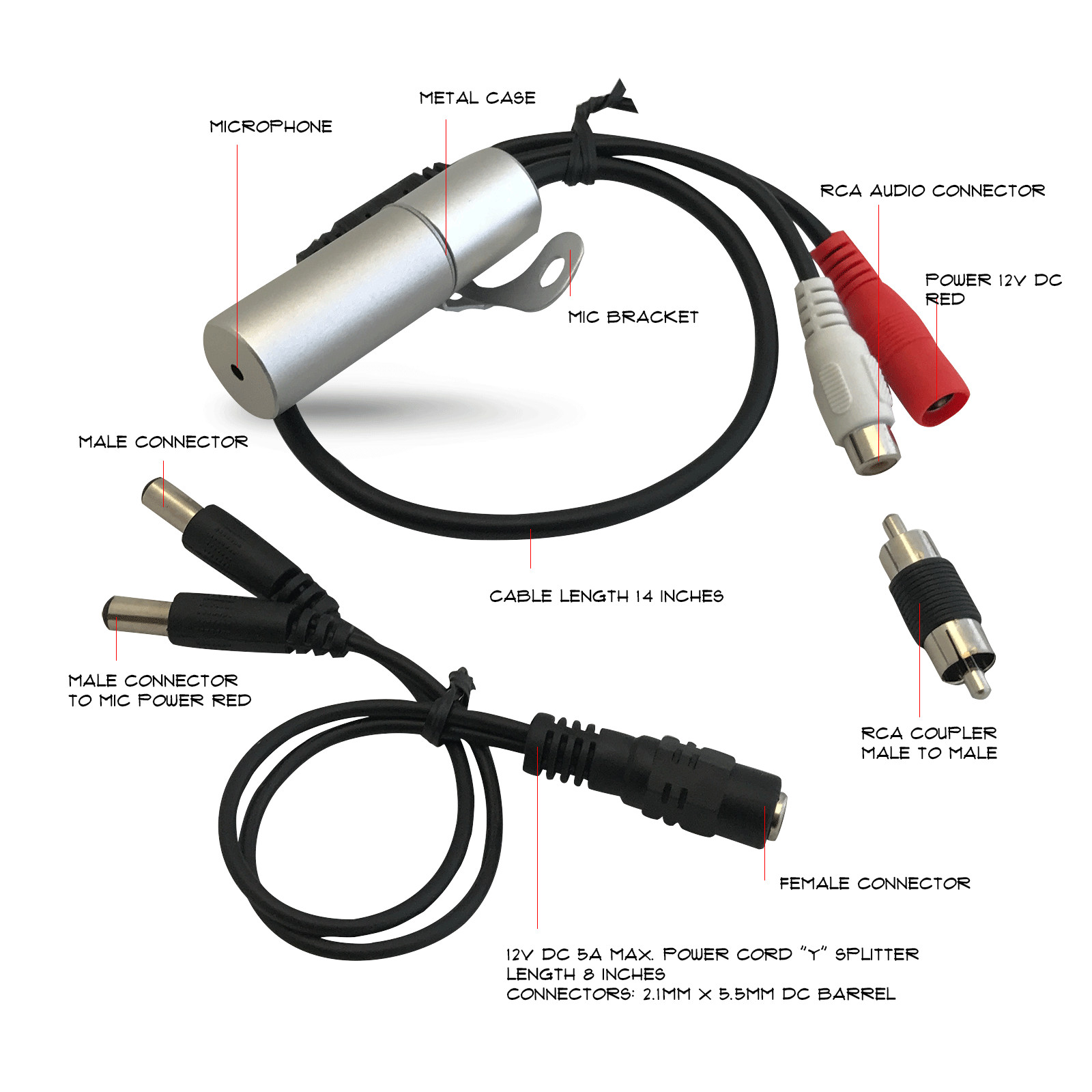 Microseven Waterproof Outdoor Microphone for M7B77-W, M7D77-POE WiFi IP Camera