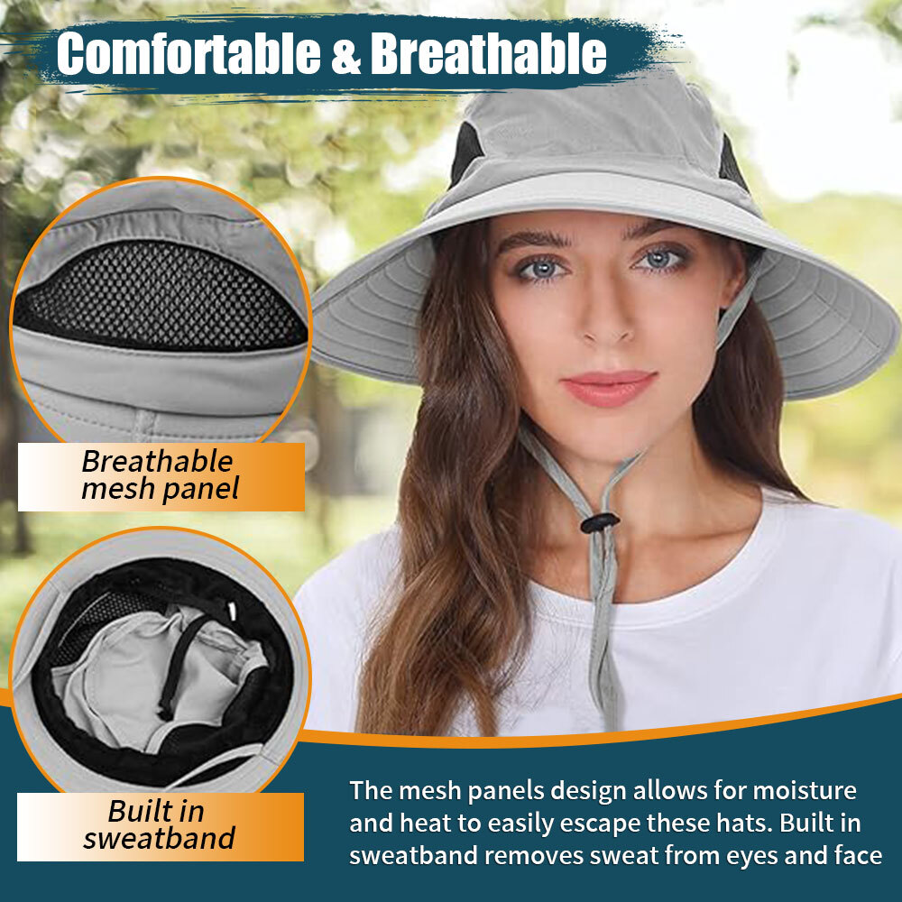 Unisex Bonnie Bucket Hat Wide Brim Breathable Sun Mesh Cap UV Protection Outdoor