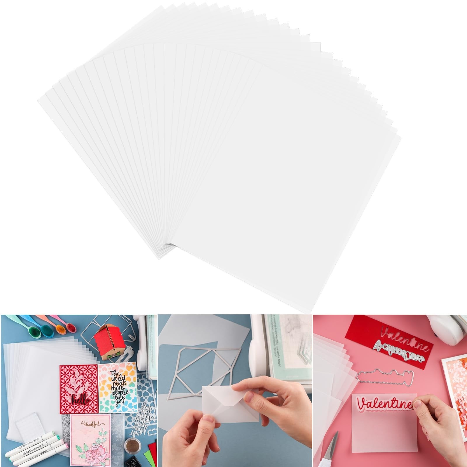 CYFUN DESIGN 60 Pack Vellum Paper Sheets, 115GSM Heat Resistant Translucent V...