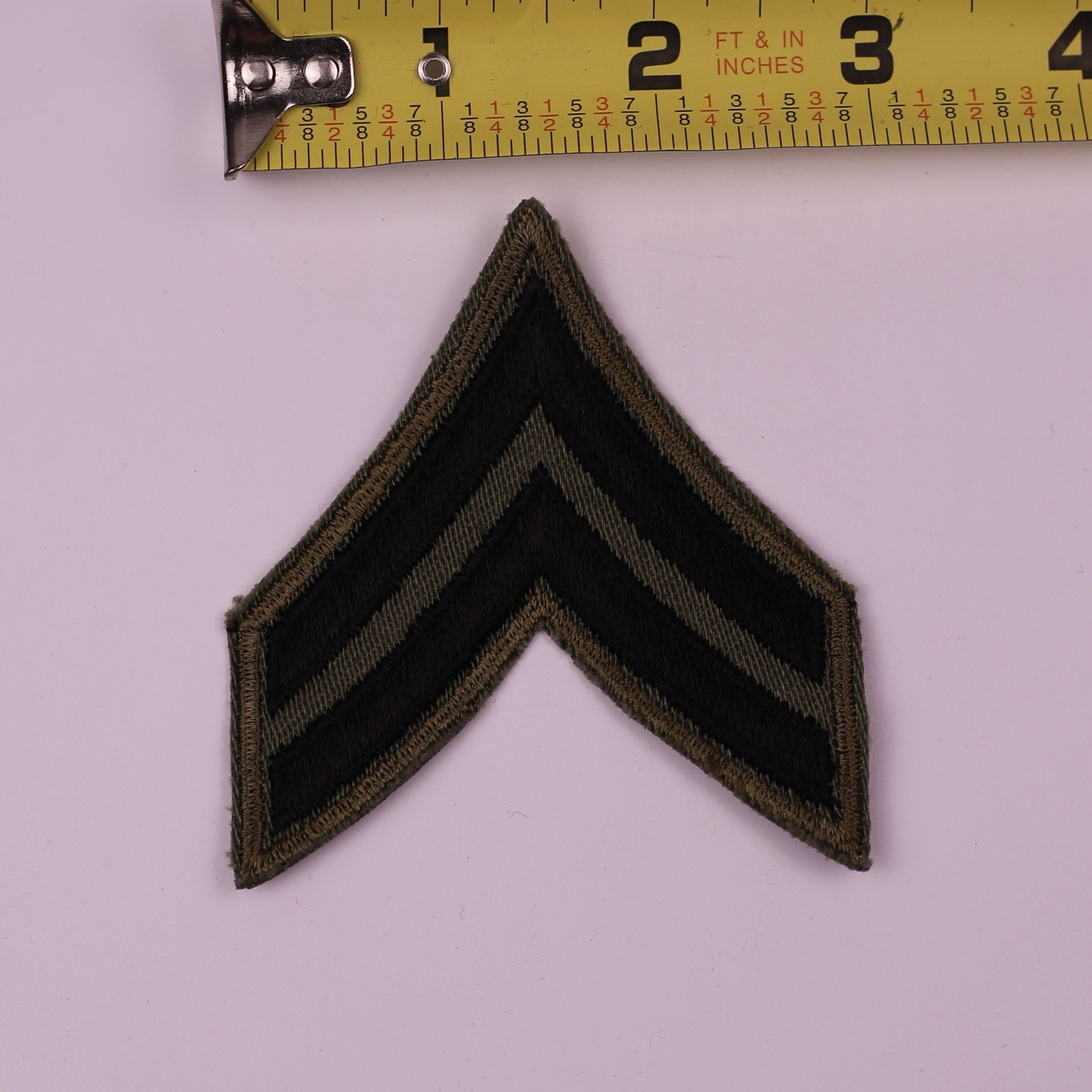 U.S. Military Army Corporal Rank Insignia Patch Cut Edge Black Green 3” Subdued