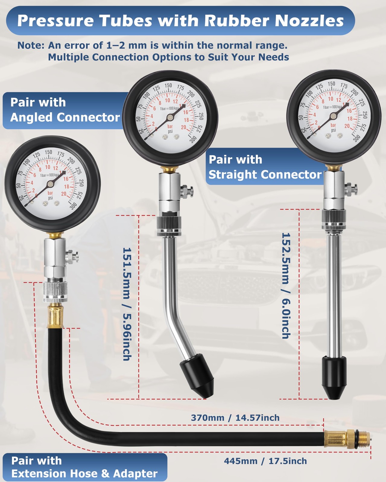 DAYUAN 8pcs Professional Petrol Engine Compression Tester Kit Set for Red