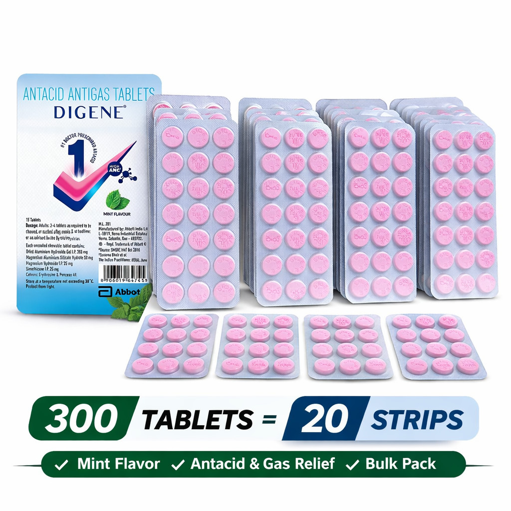 Digene Antacid Tablets Mint Flavor Acid Gas Relief Bloating 300 Tabs Exp 12/2028