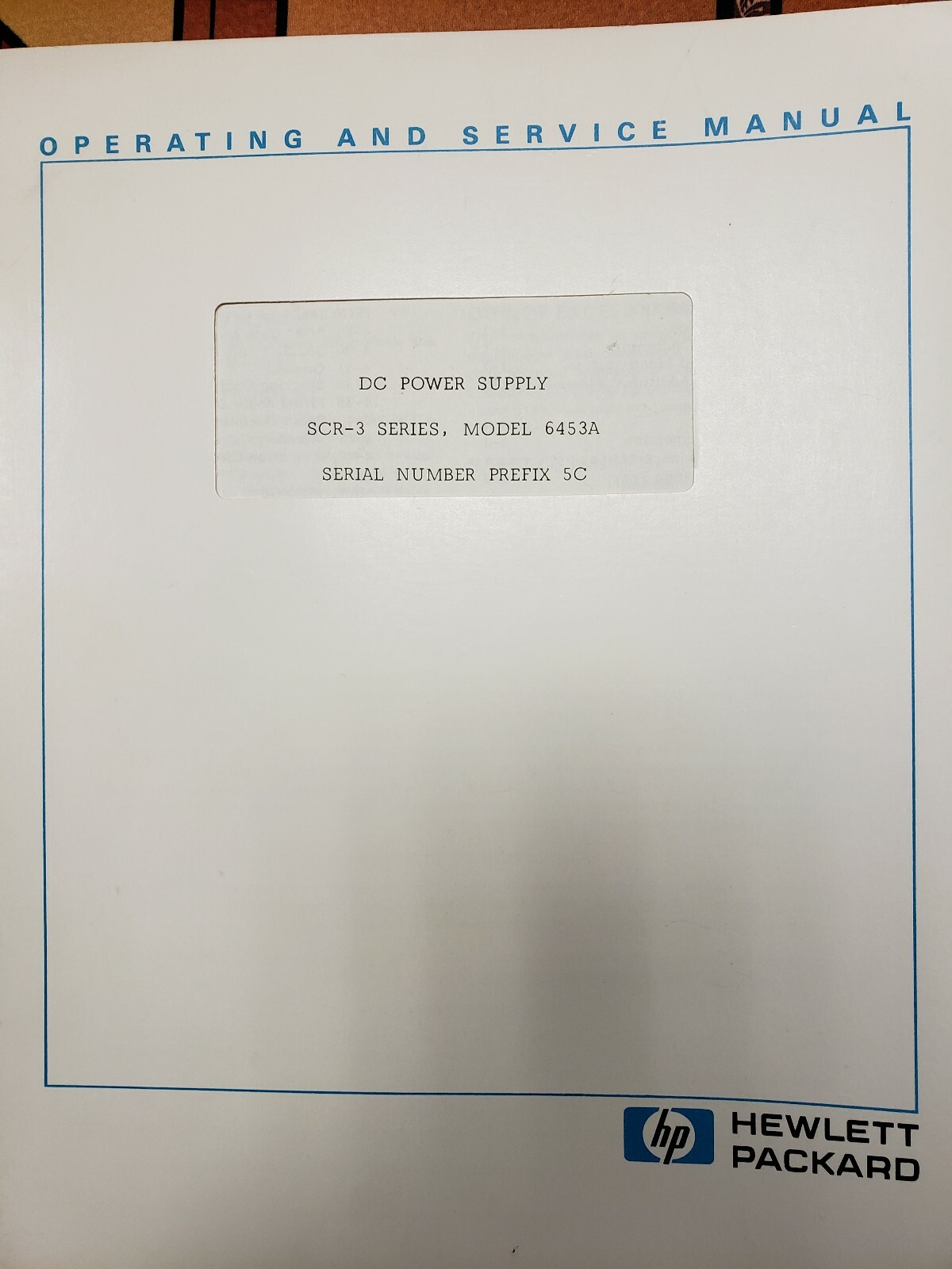 Hp Dc Power Supply Model 6453a Manual