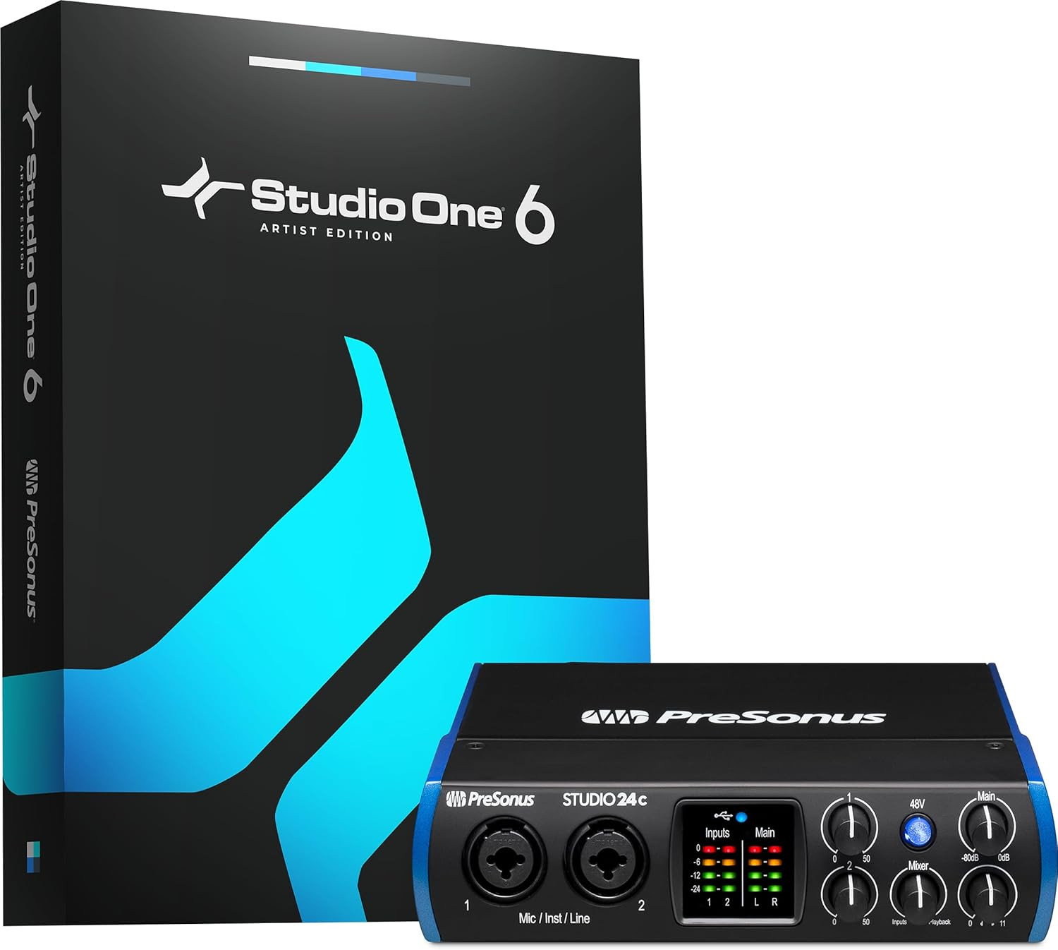 Studio 24C 2X2, 192 Khz, USB Audio Interface with Studio One DAW Recording Softw