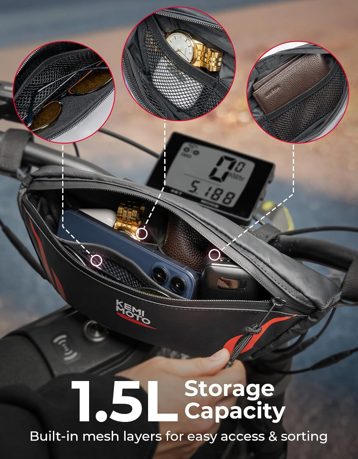 Motorcycle Handlebar Bag Universal Waterproof Front Storage Bag Bicycle Handleba