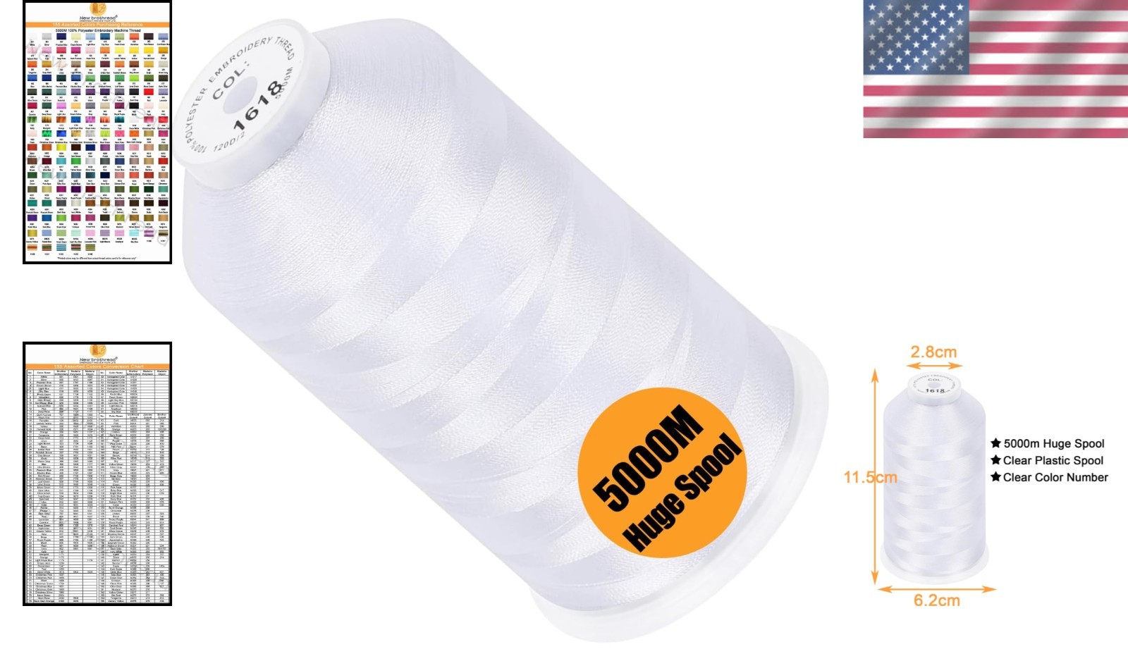 Versatile 5000M Snow White Polyester Embroidery Thread For All Embroidery