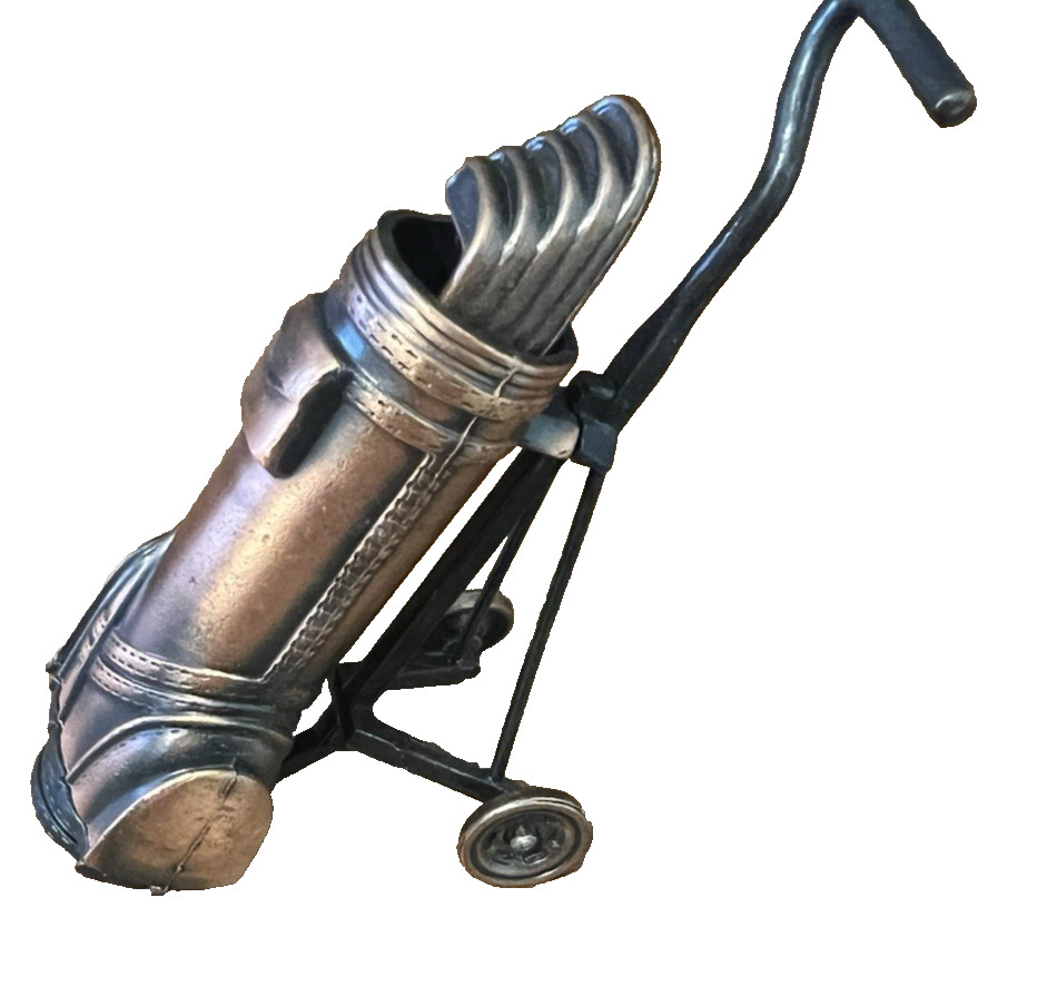 VTG MINIATURE GOLF BAG WITH CLUB'S & ON STAND WITH WHEELS PENCIL SHARPENER