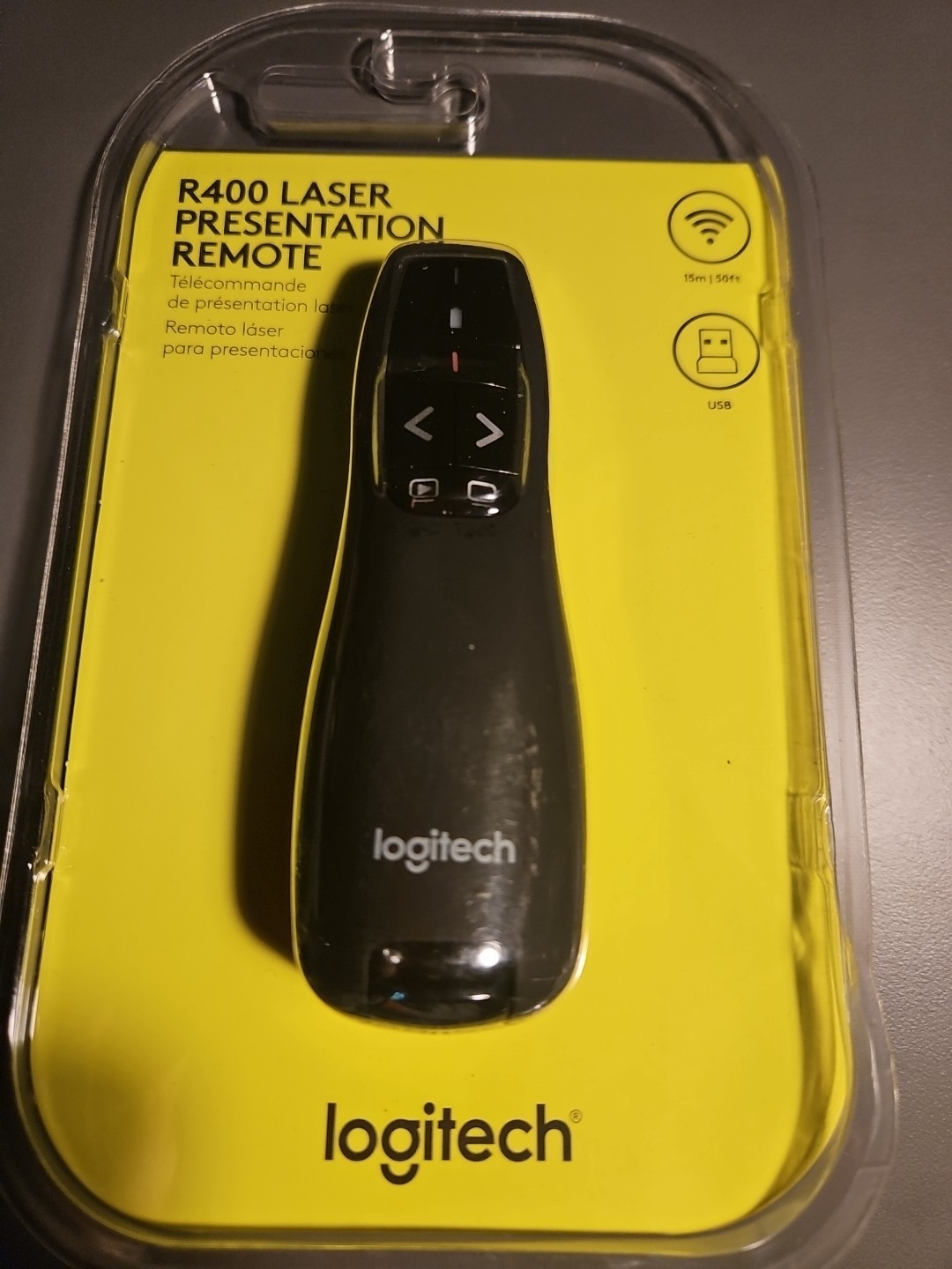 Logitech R400 Wireless Presenter Clicker with Red Laser Pointer Brand New Sealed