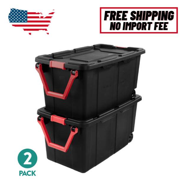 2 PACKS Sterilite Extra Large Storage Bin, 40 Gallon Wheeled Plastic Storage