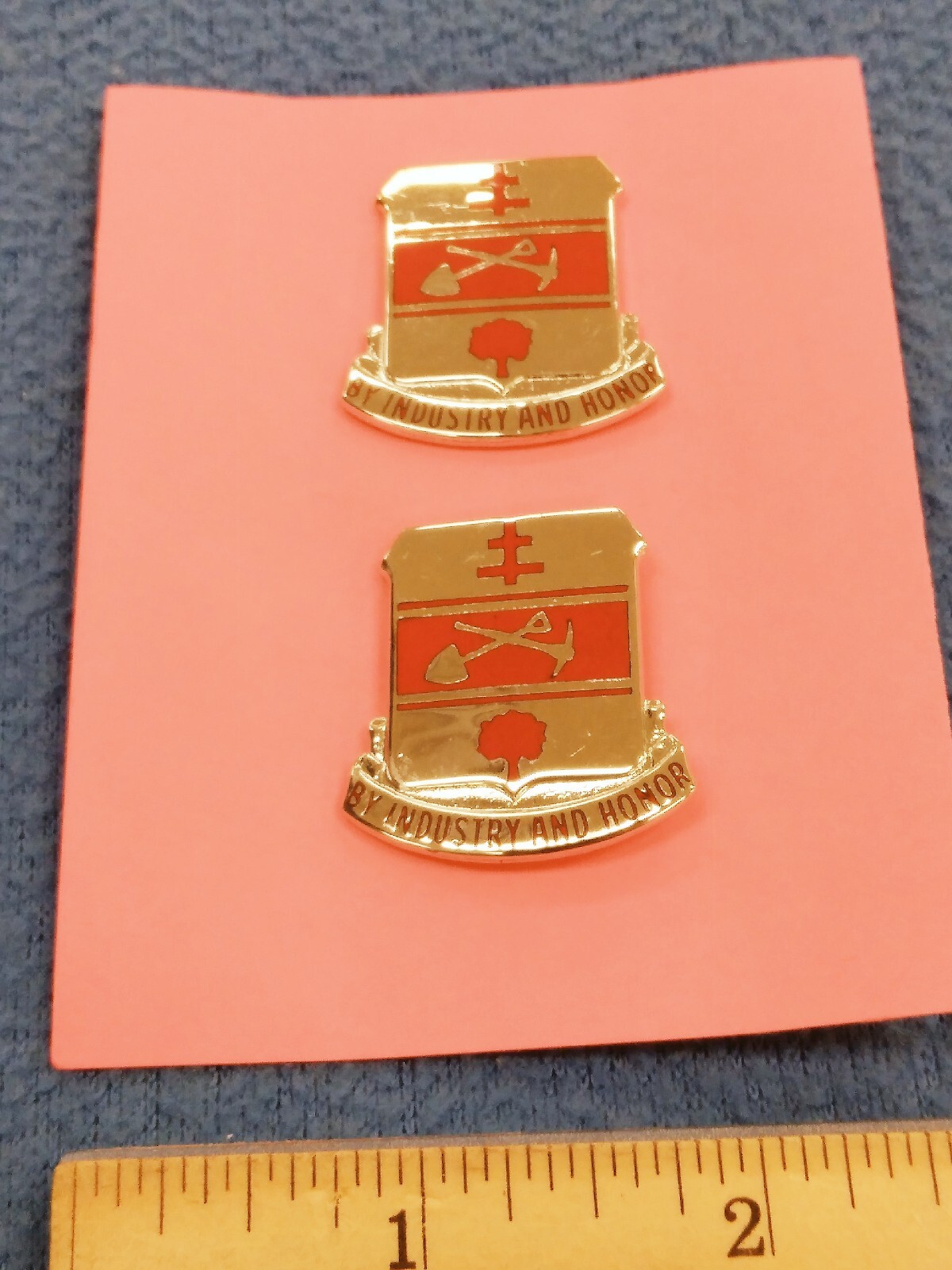 PAIR OF - US Army 317th ENGINEER GROUP Unit DI DUI Crest PINS -G-23