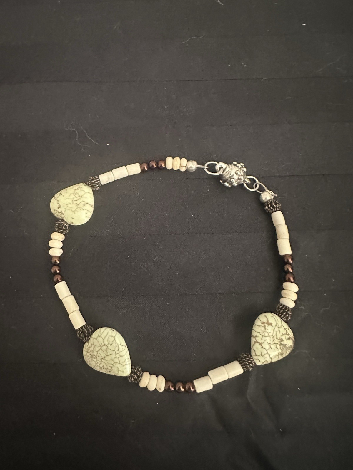 Artisan Stone Bracelet Hearts Beads