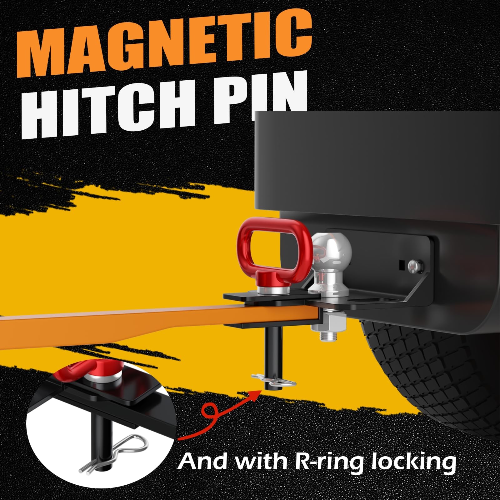 Upgraded Zero Turn Lawn Mower Hitch with 2" Ball, Black & Red