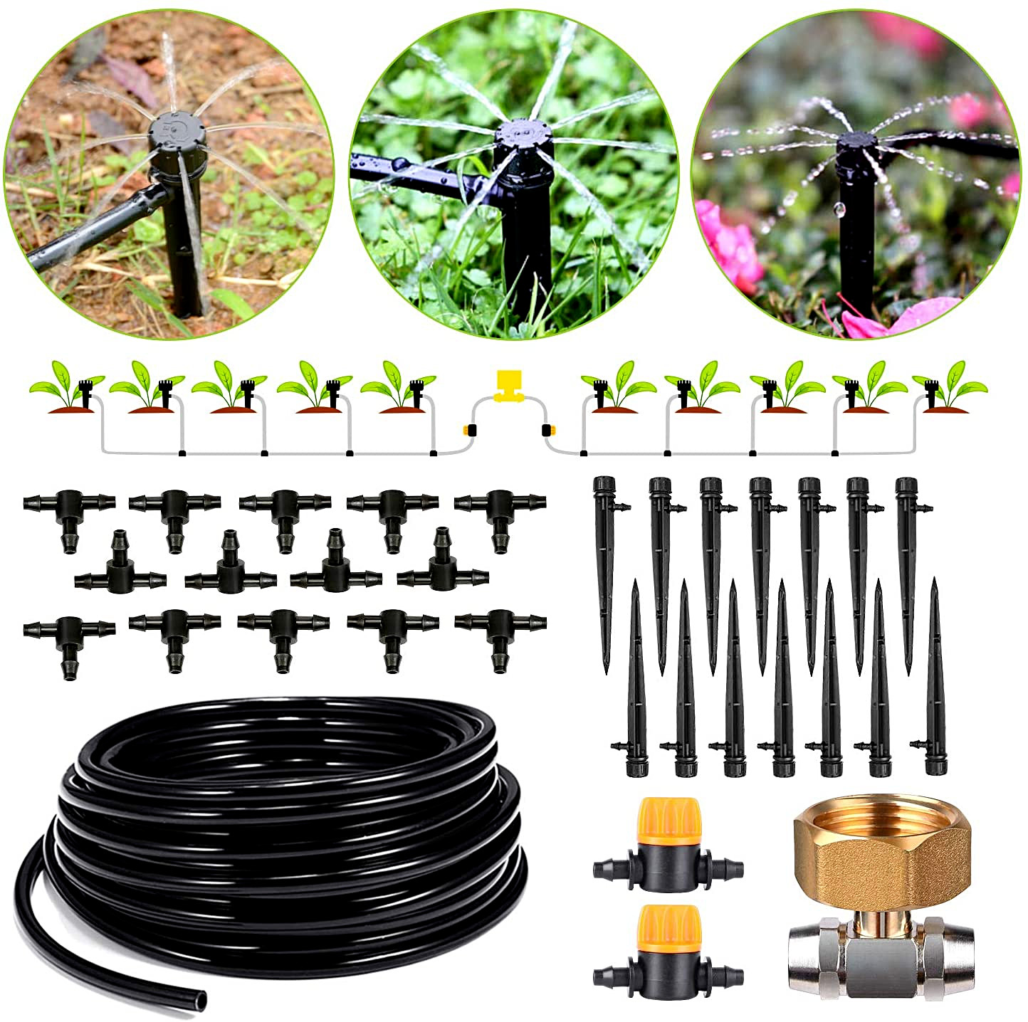 HIRALIY 45.9 FT. Automatic Self Watering Drip Irrigation System Kit 3/4" HRDG14