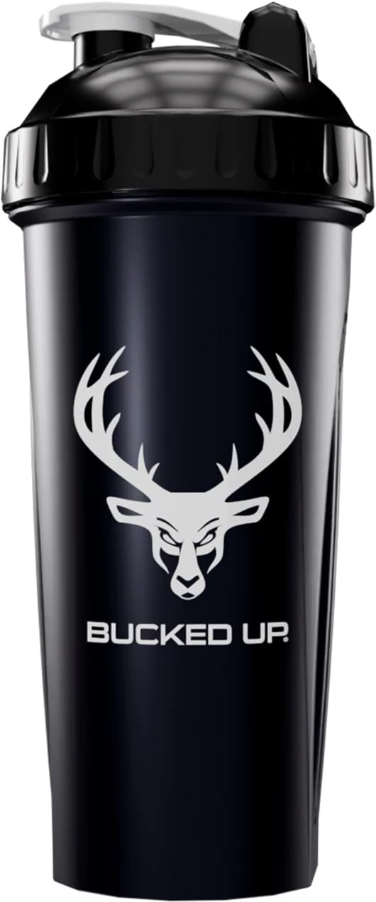 Bucked Up Perfect Shaker Bottle, 28oz, BPA-Free, 28 Ounces, Black/White
