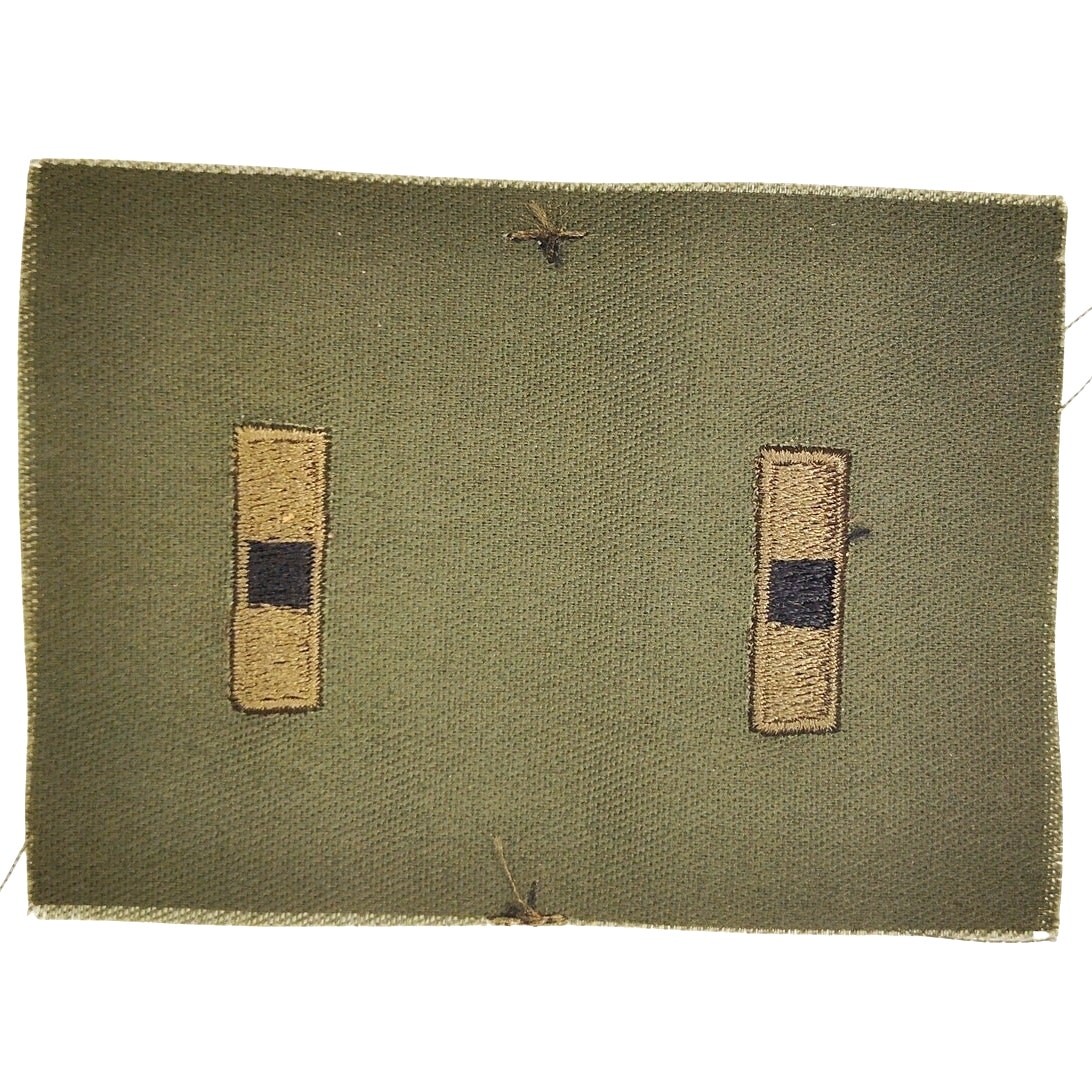 VTG US Army WO1 W‑1 Subdued OD Green Rank Patch Pair Black on ODG Twill – Sew‑On