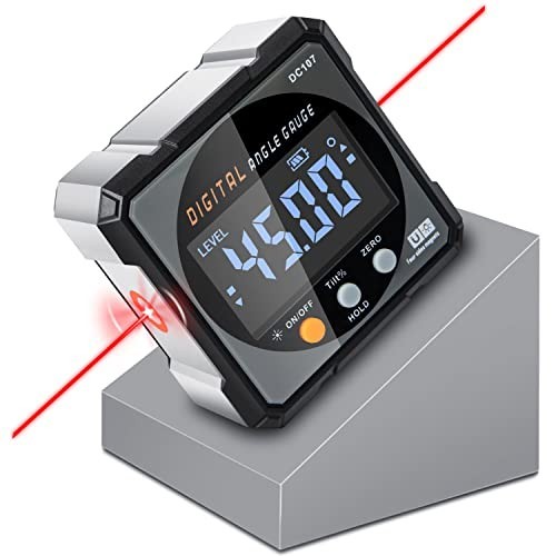 Digital Angle Finder with Laser - Magnetic Inclinometer, Miter Protractor, Backl