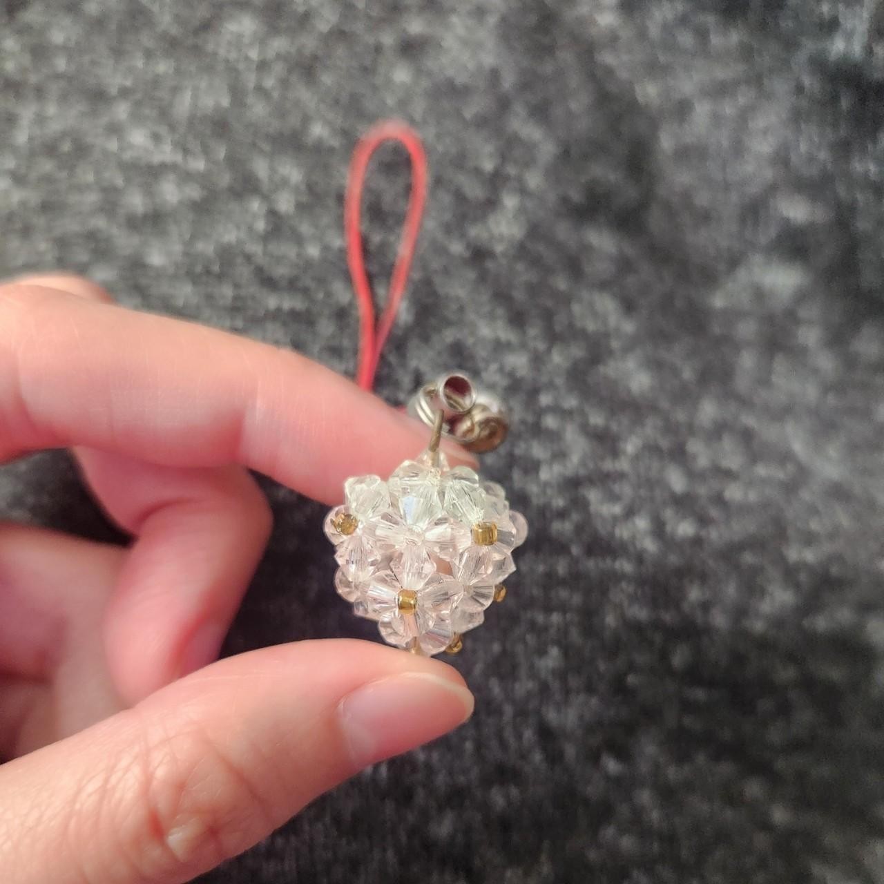 Handmade pink beaded strawberry charm