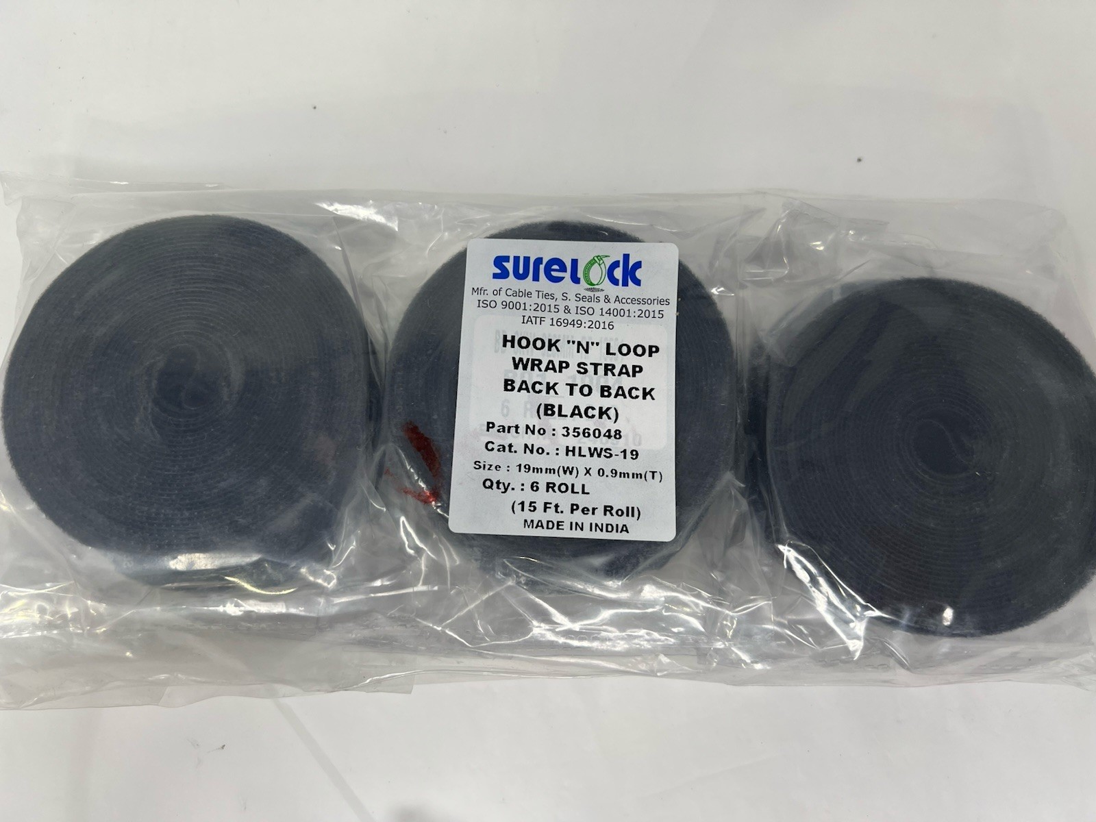 SureLock 6 Rolls 15' Each x .75" Double Sided Hook "N" Loop Wrap Straps