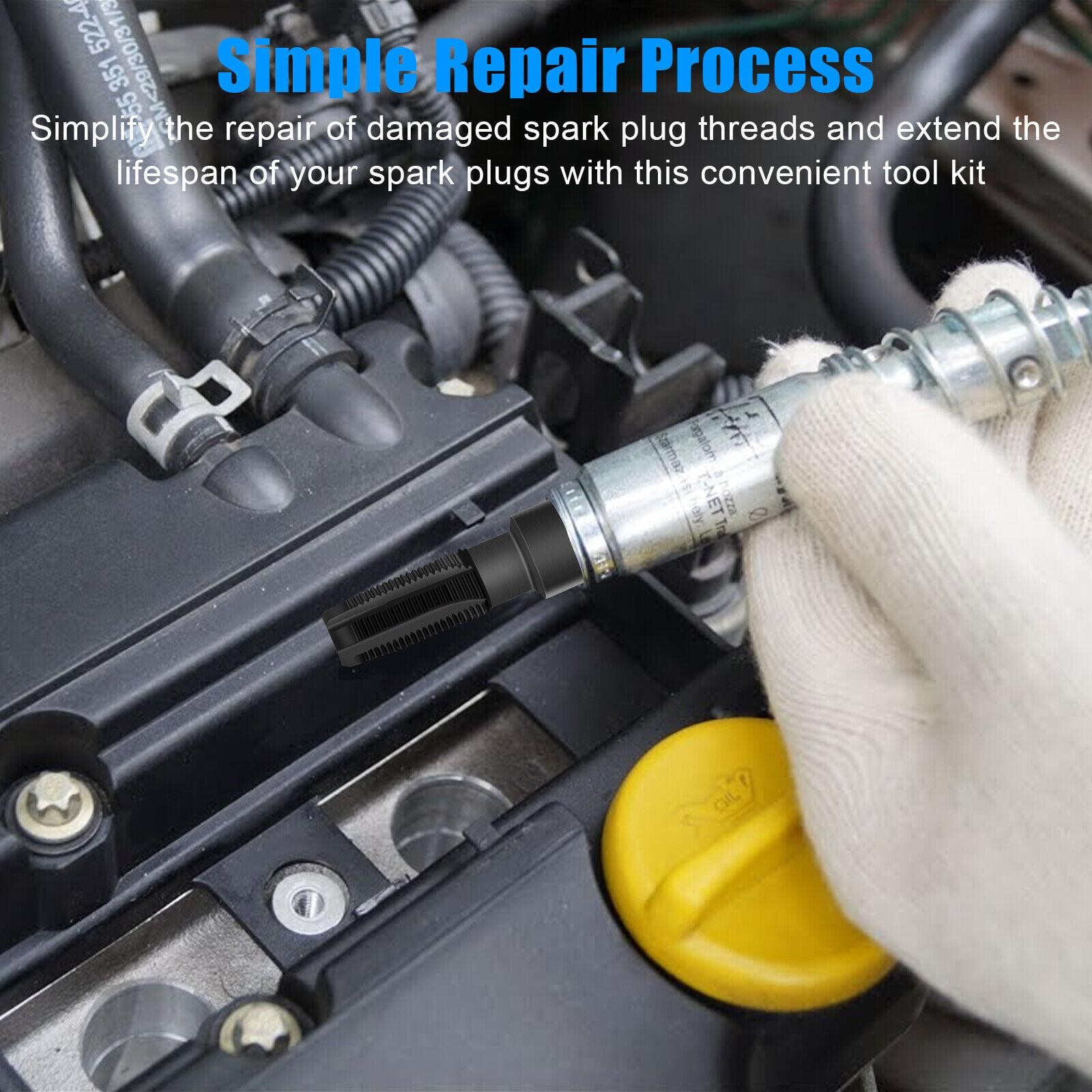Spark Plug Thread Repair Kit – 14mm Reamer Thread Repair Tool &4 Inserts