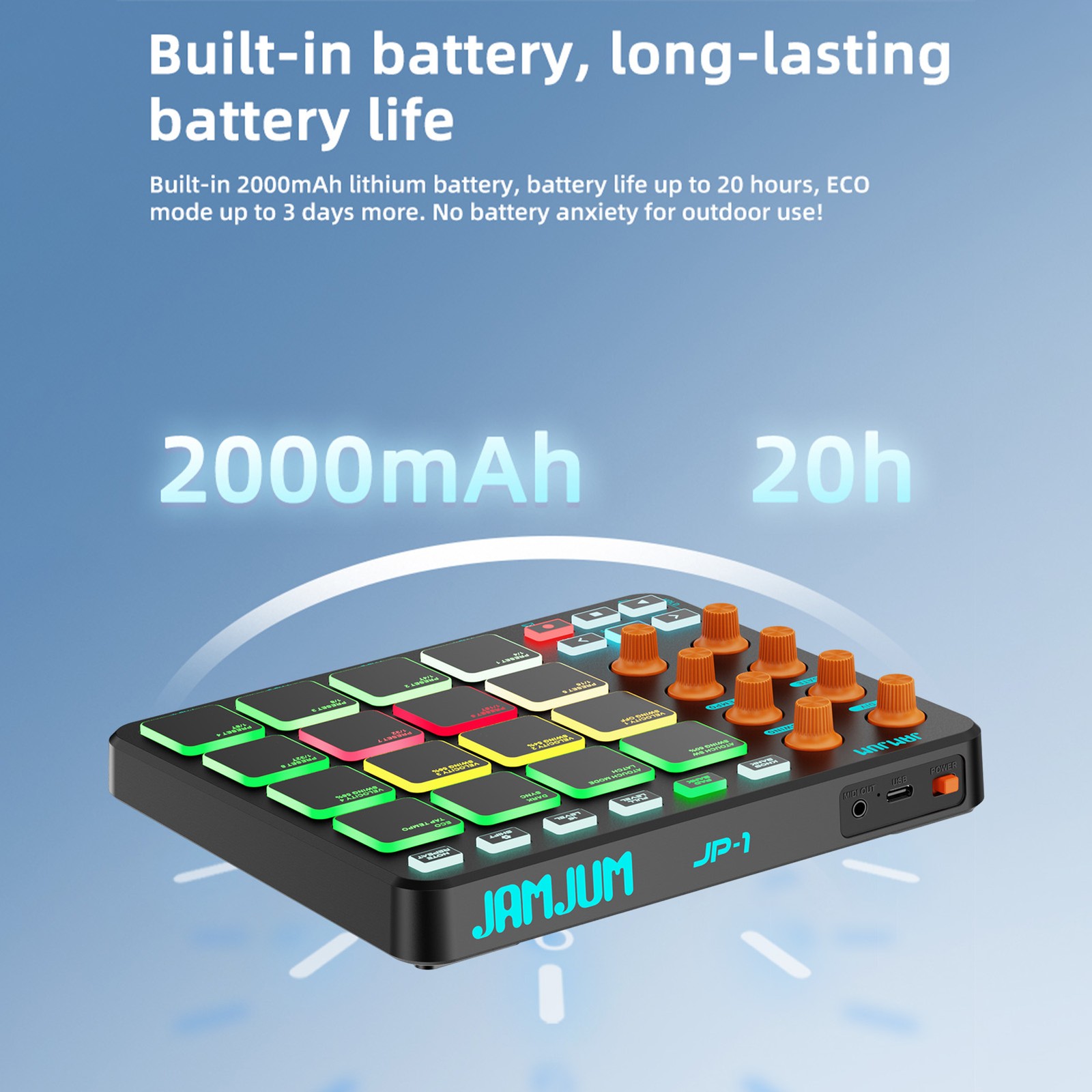 Wireless USB MIDI Controller Customizable Function Buttons Knobs for Music Produ