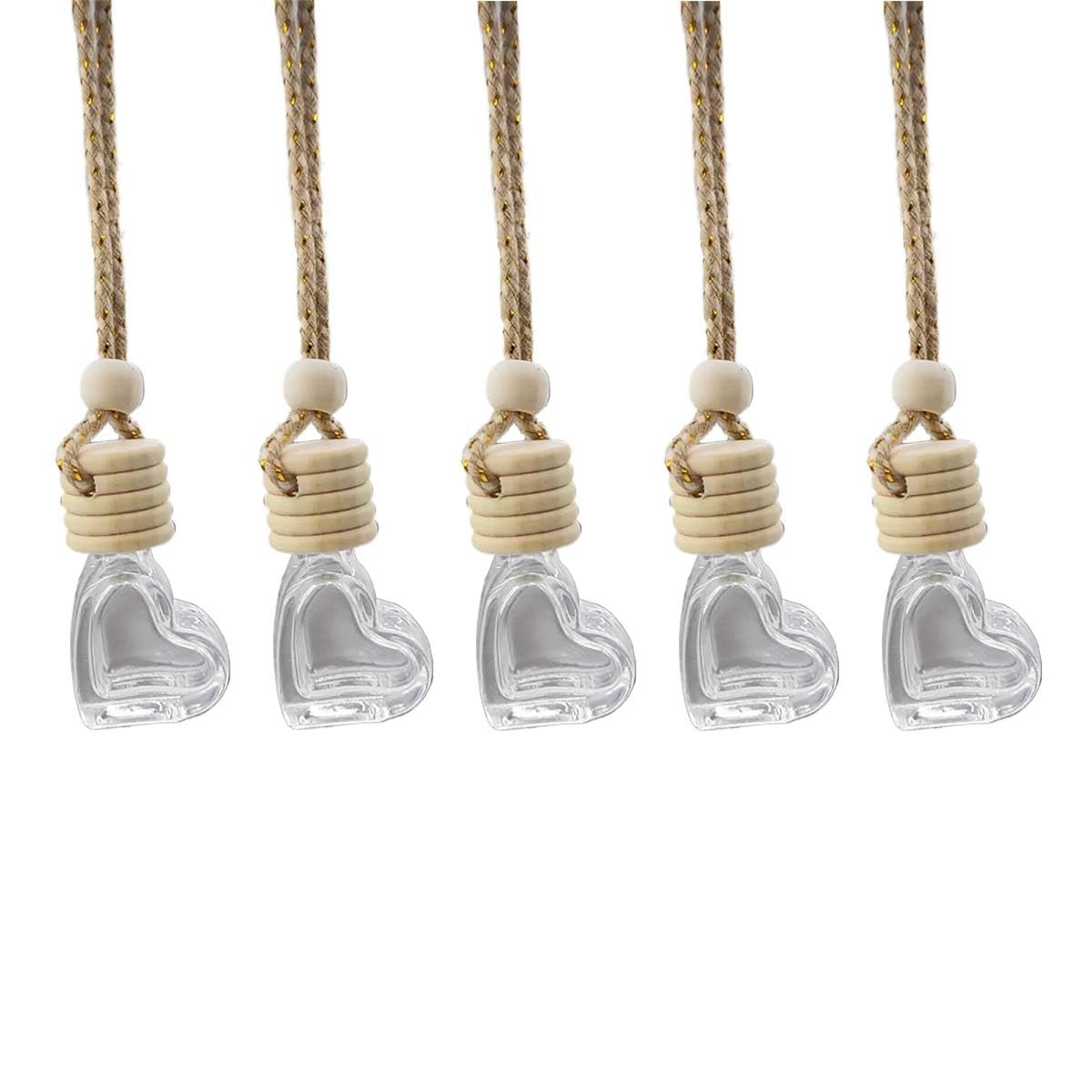 5PCS Hanging Car Air Freshener Essential Oil Diffuser Heart, Transparent