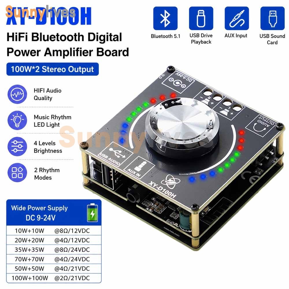 HIFI Bluetooth Digital Audio Amplifier Board 2.0 Channel Power Amplifier 100WX2