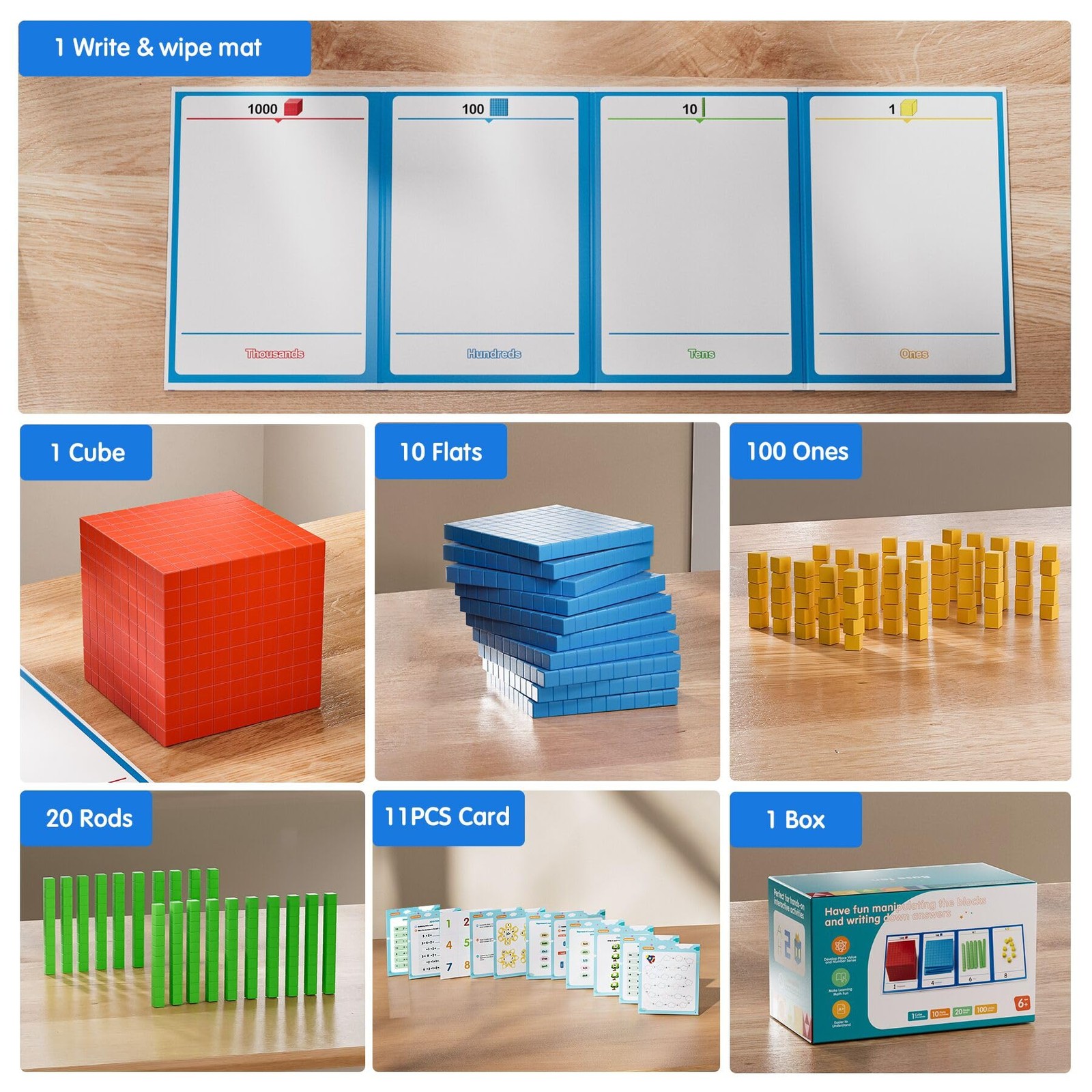 stochastic box Plastic Base Ten Blocks 143 pcs Place Value Blocks Kindergarte...