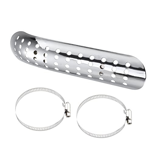 1Set Universal Motorcycle Exhaust Heat Shield Pipe Shield Exhaust Silver Tone