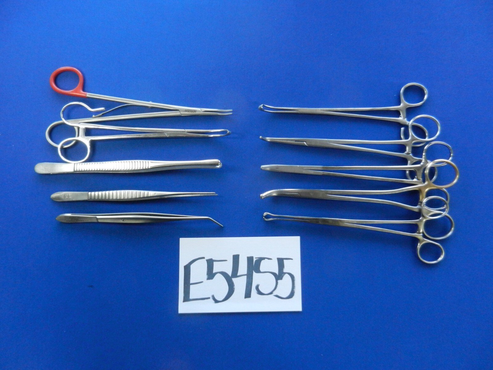 E5455 V. Mueller Jarit Weck Lot of 10 Straight & Curved Forceps 18-21cm