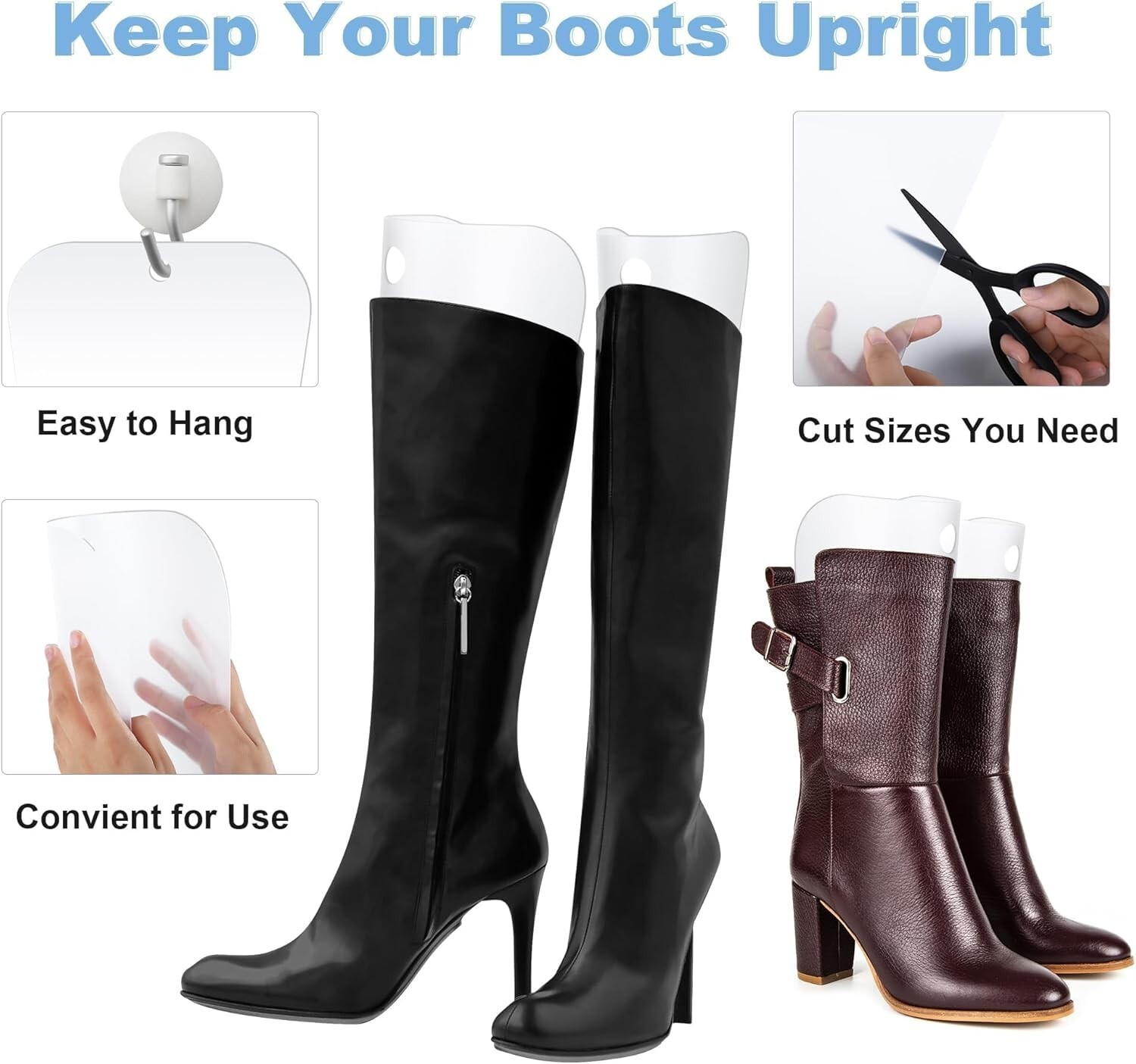 Boot Shaper Inserts PVC 10 Pieces Support Various Sizes Prevents Sagging Boots
